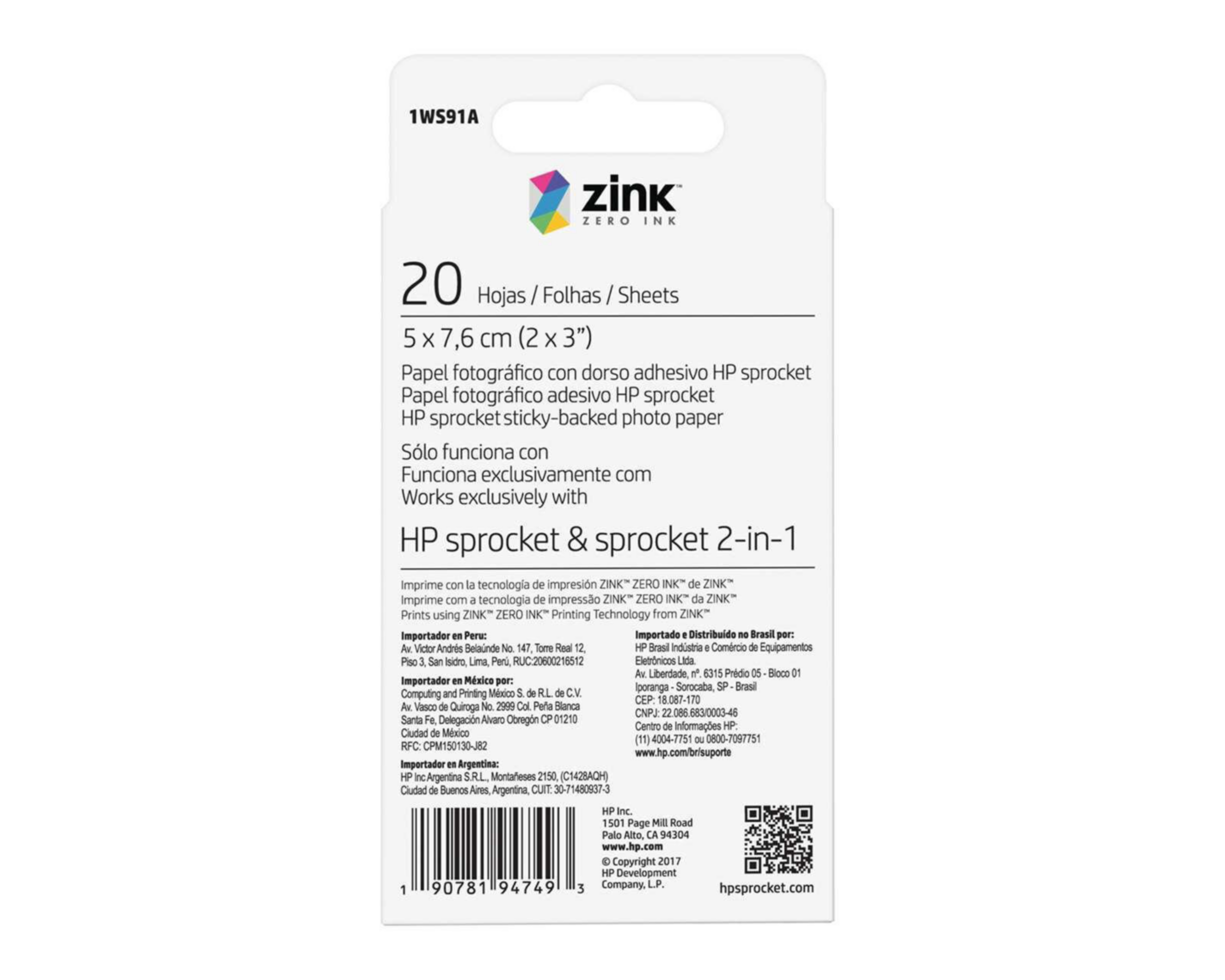 Foto 4 pulgar | Papel Fotográfico HP Sprocket Zink con 20 Hojas