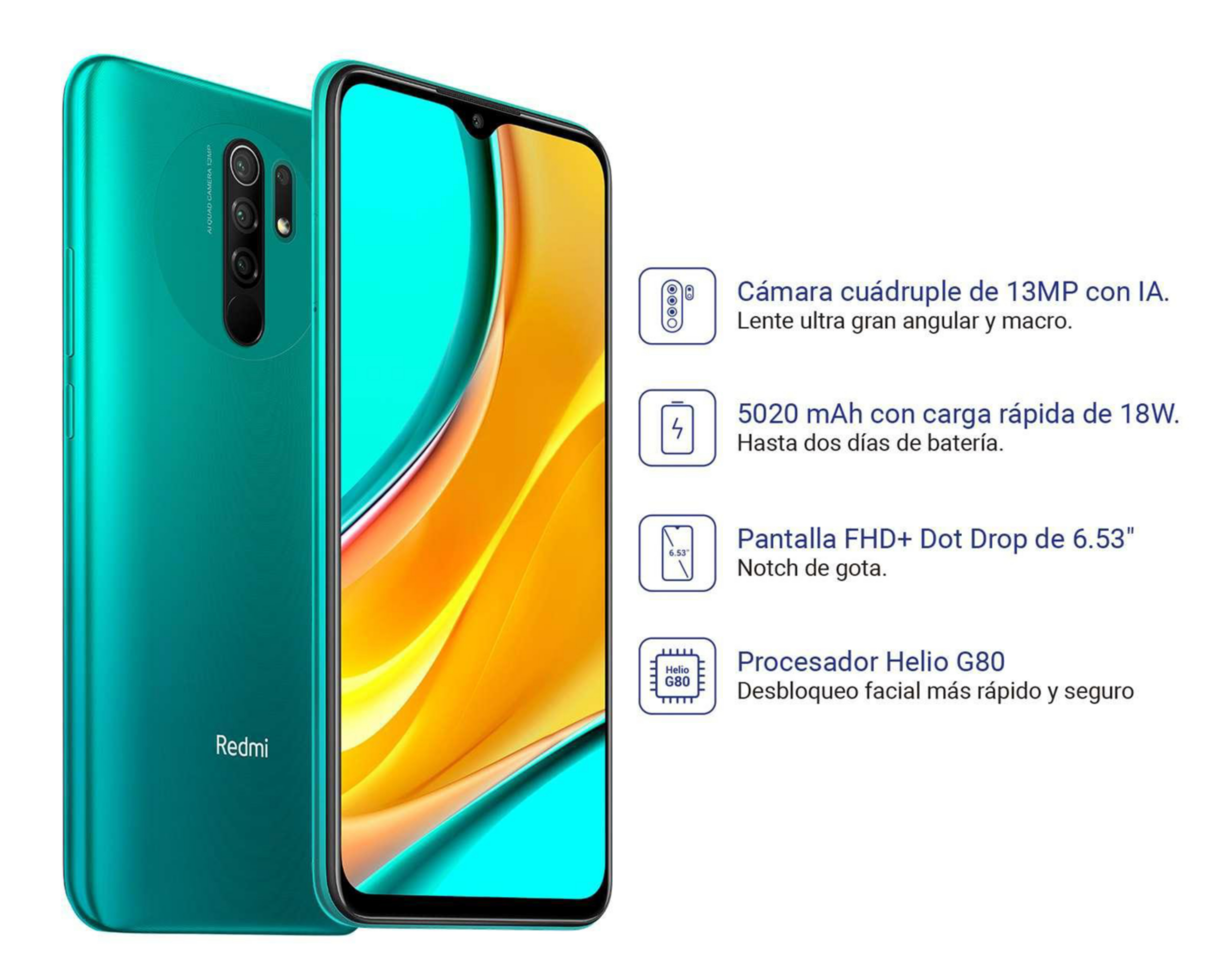 Foto 6 pulgar | Telcel Xiaomi Redmi 9 64 GB Verde