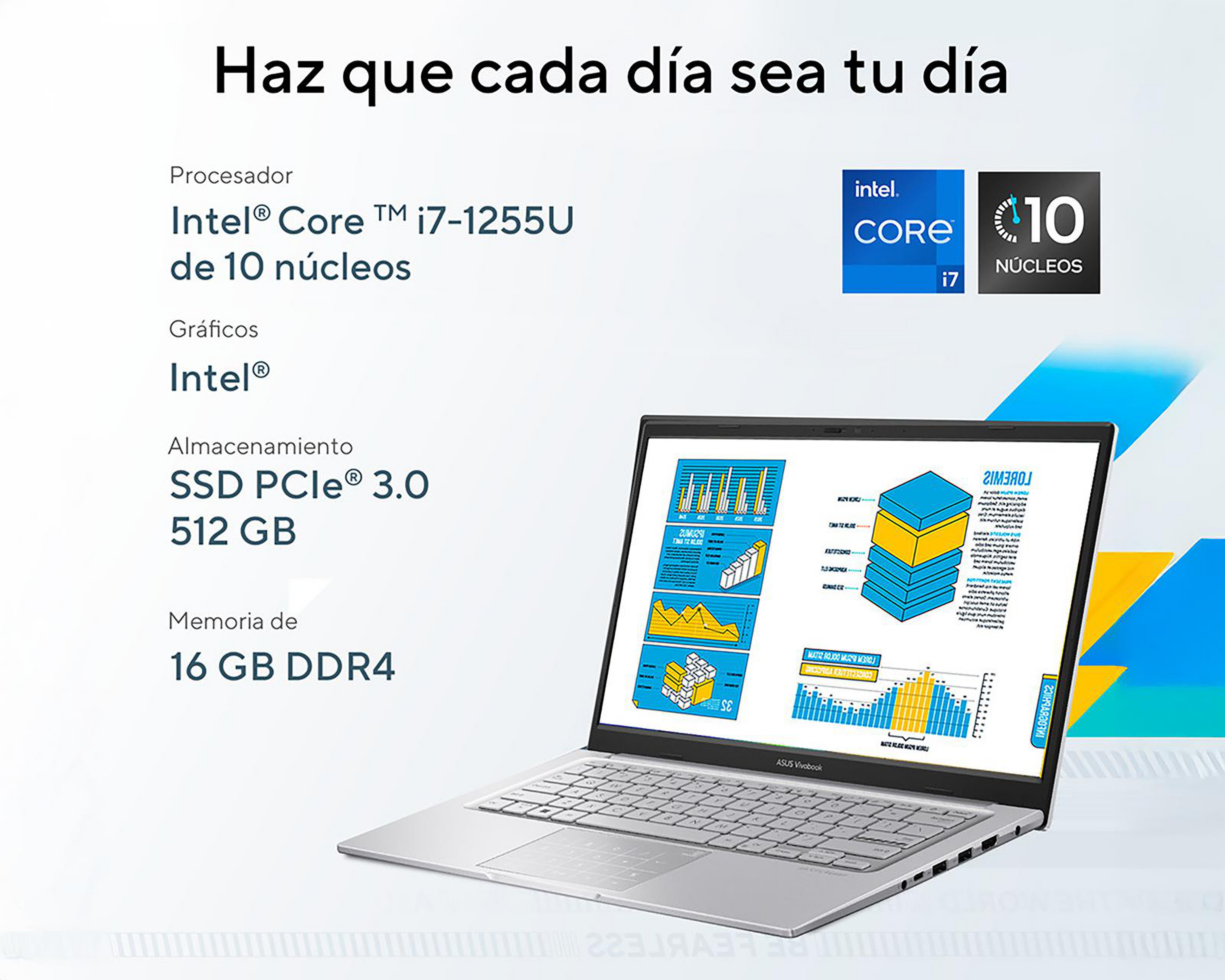 Foto 7 pulgar | Laptop Asus Vivobook 14 X1404ZA-NK100W 14 Pulgadas Windows 11 Intel Core i7-1255U 16 GB RAM 512 GB SSD Plateado