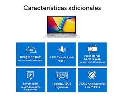 Foto 7 | Laptop Asus Vivobook 14 X1404ZA-NK100W 14 Pulgadas Windows 11 Intel Core i7-1255U 16 GB RAM 512 GB SSD Plateado