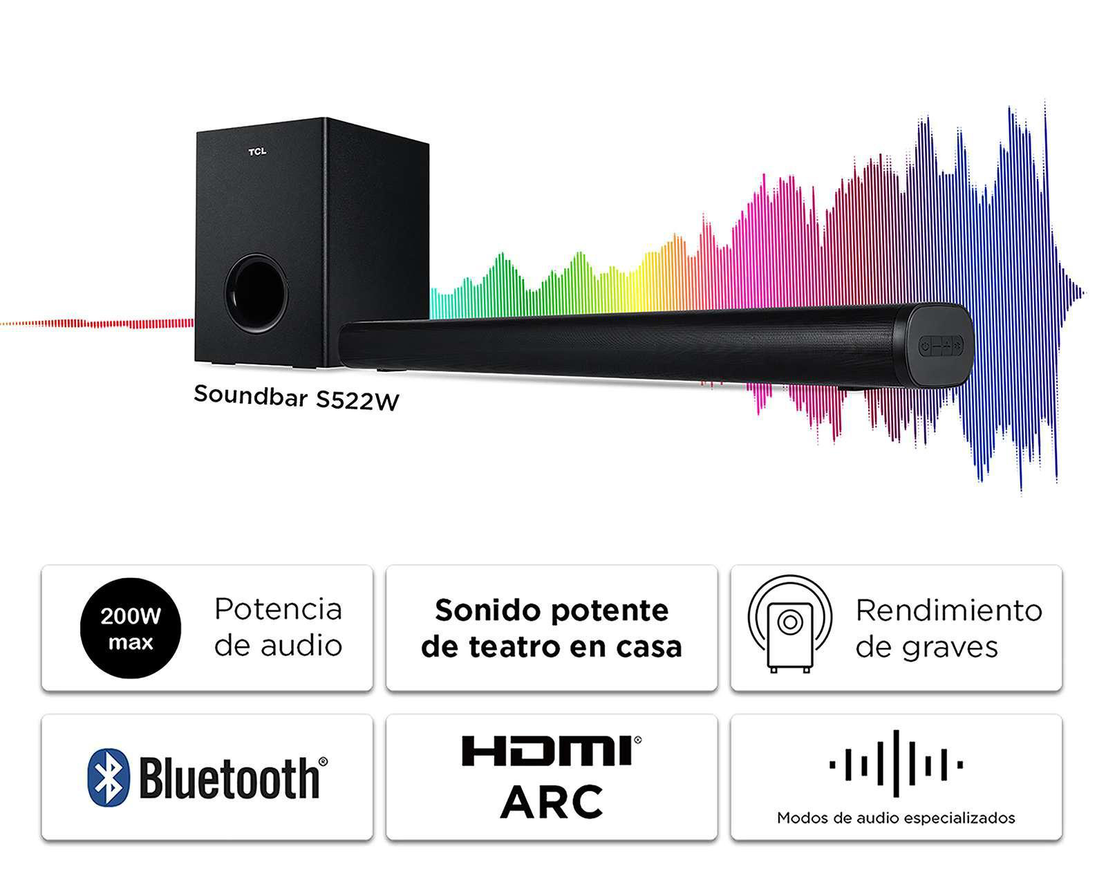 Foto 9 pulgar | Barra de Sonido TCL S522W 2.1 Canales 200 W