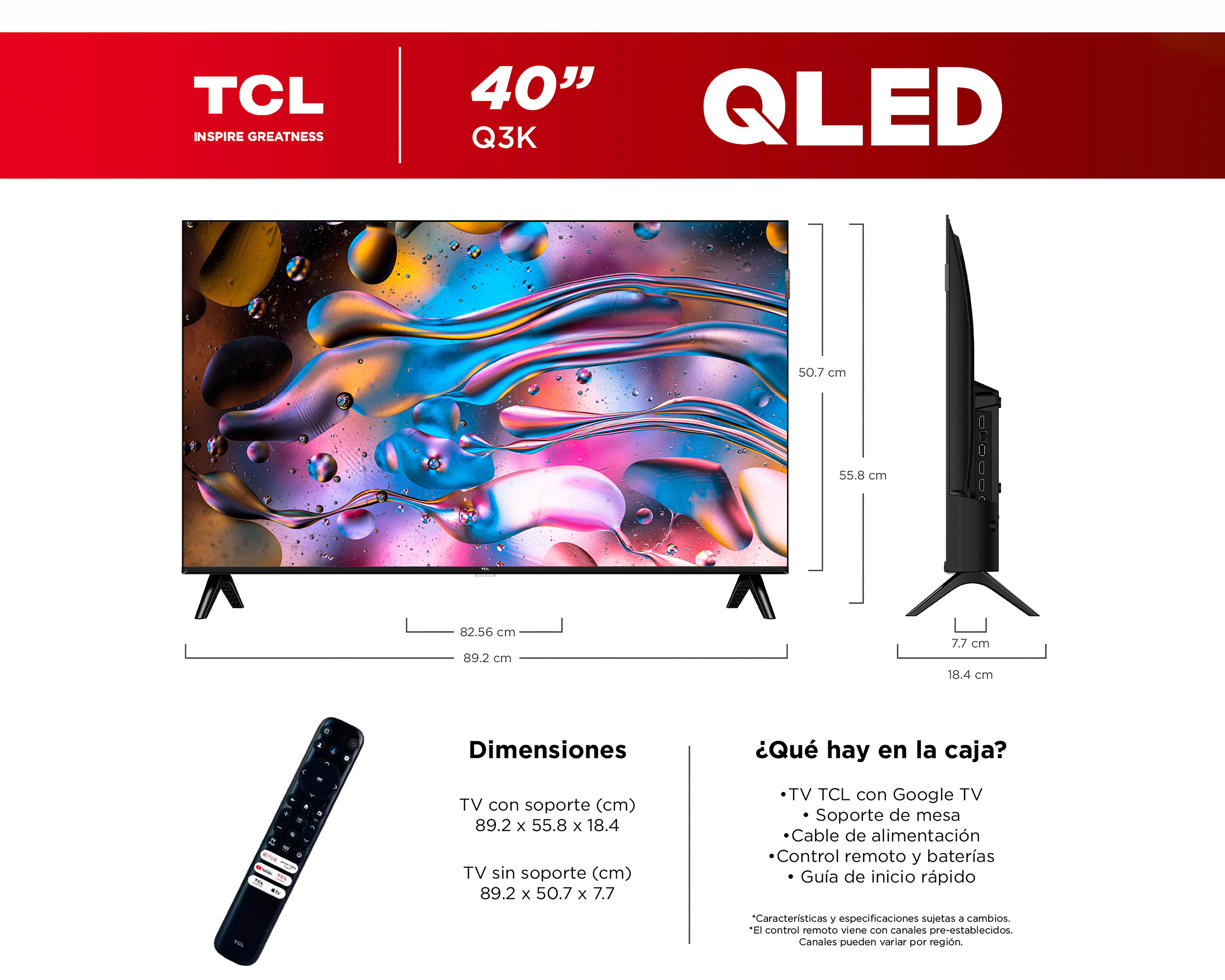 Foto 5 pulgar | Pantalla Smart TV TCL QLED 40 Pulgadas HD 40Q3K