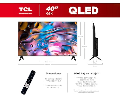 Foto 4 | Pantalla Smart TV TCL QLED 40 Pulgadas HD 40Q3K