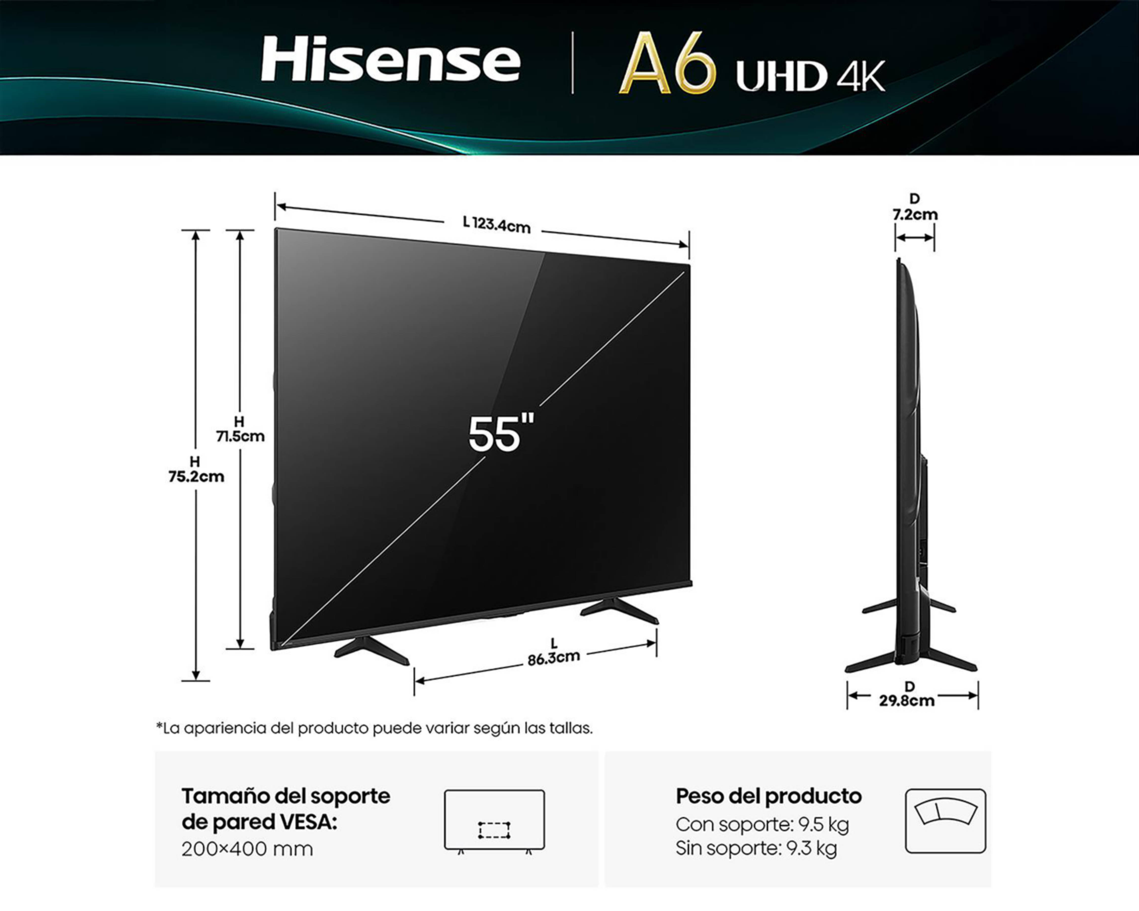 Foto 11 pulgar | Pantalla Smart TV Hisense LED 55 Pulgadas UHD 4K 55A5NV