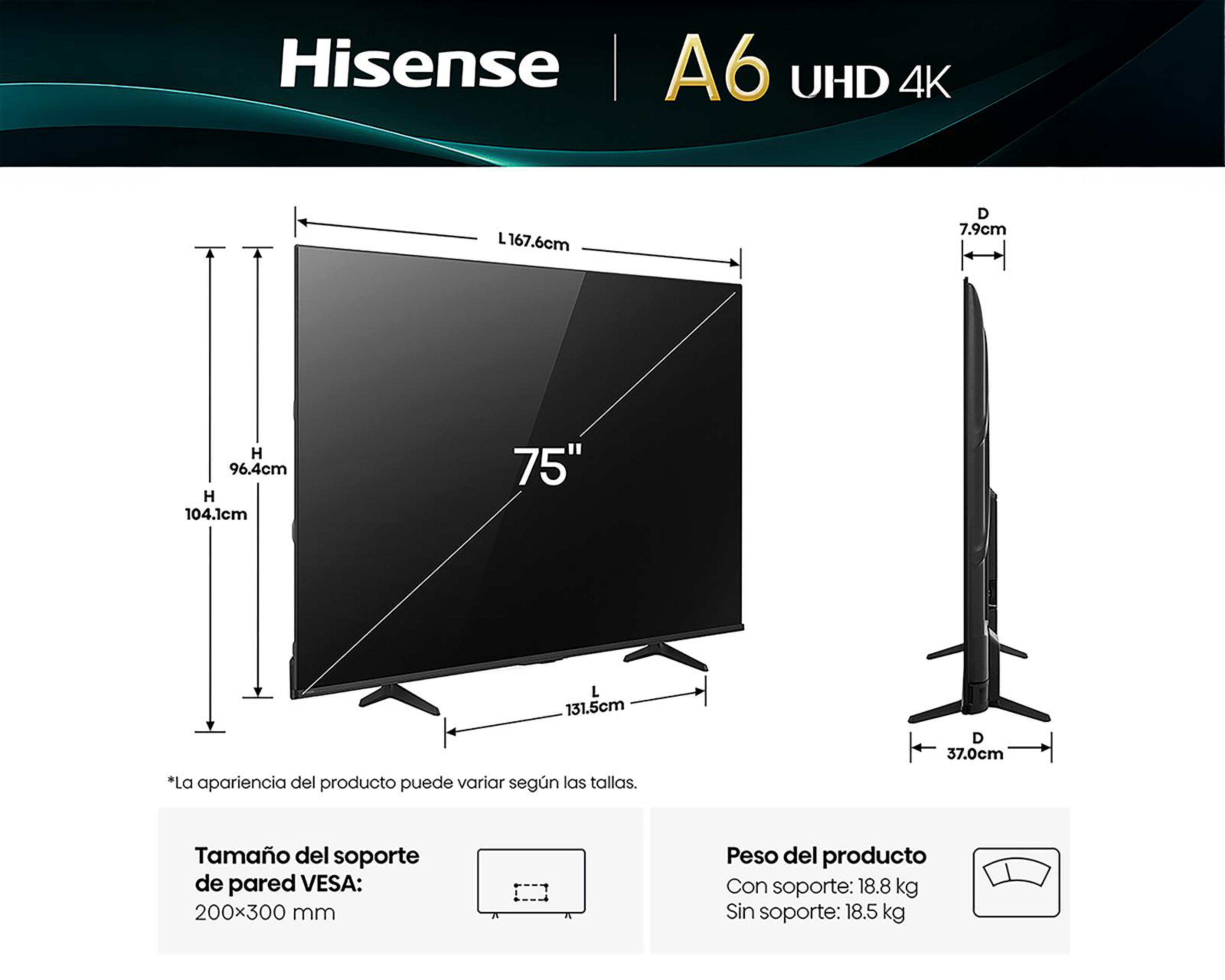 Foto 11 pulgar | Pantalla Smart TV Hisense LED 75 Pulgadas UHD 4K 75A65NV