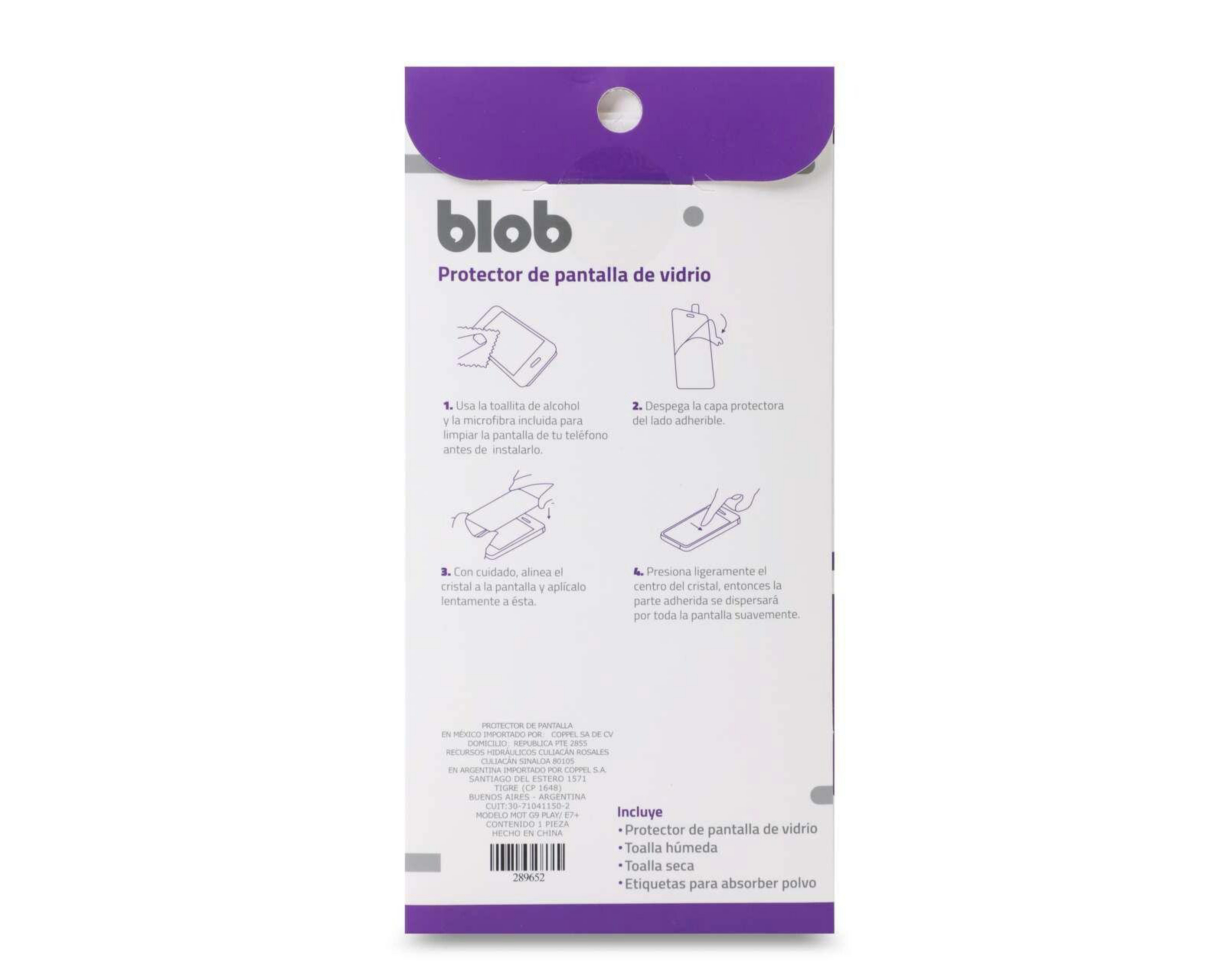 Foto 3 pulgar | Protector de Pantalla Blob para Motorola G9 Play E7+