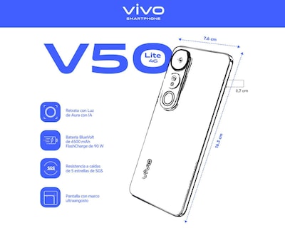 Foto 8 | AT&T vivo V50 Lite 256 GB Negro