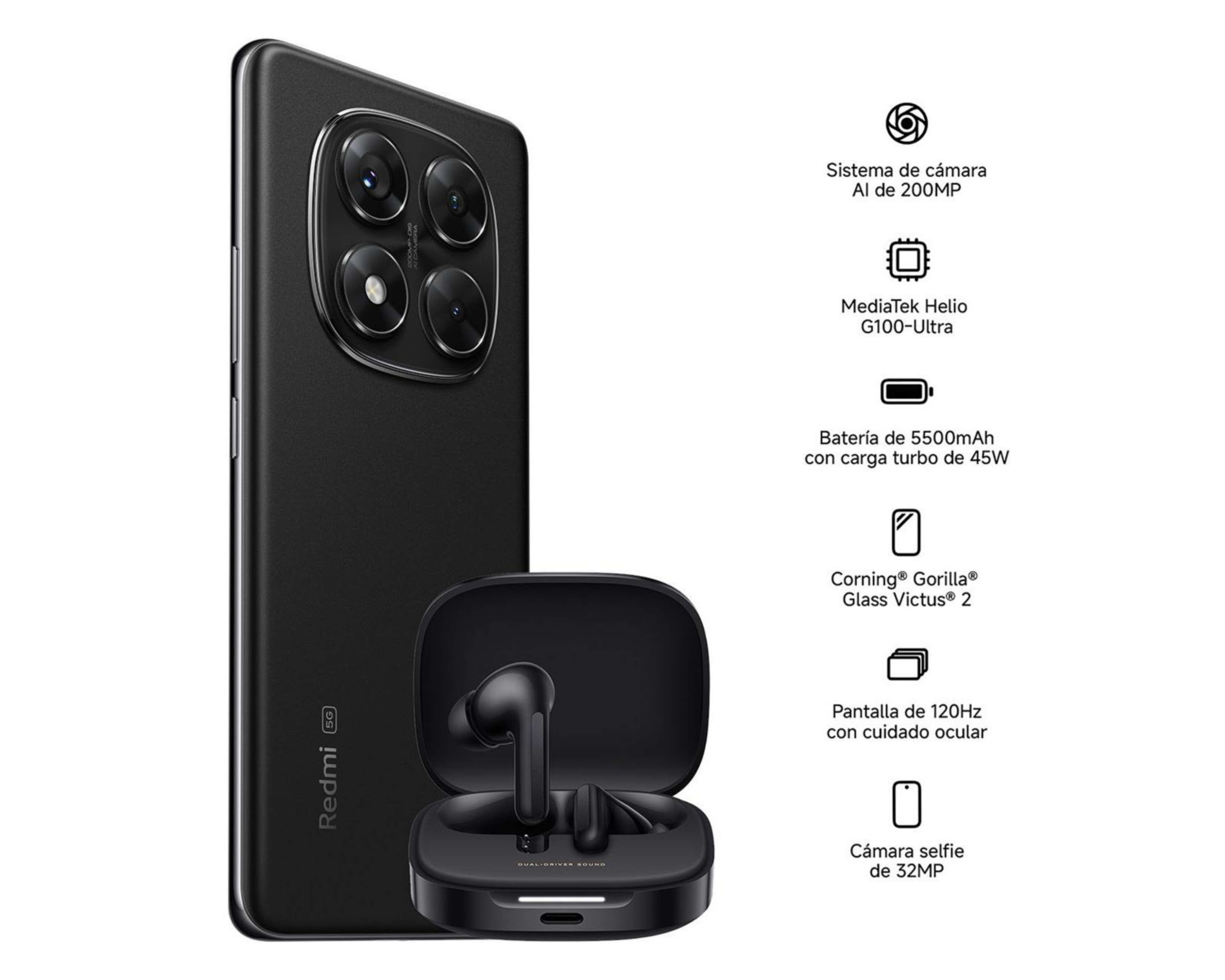 Foto 9 | AT&T Xiaomi Redmi Note 14 Pro 5G 256 GB Negro + Redmi Buds 6