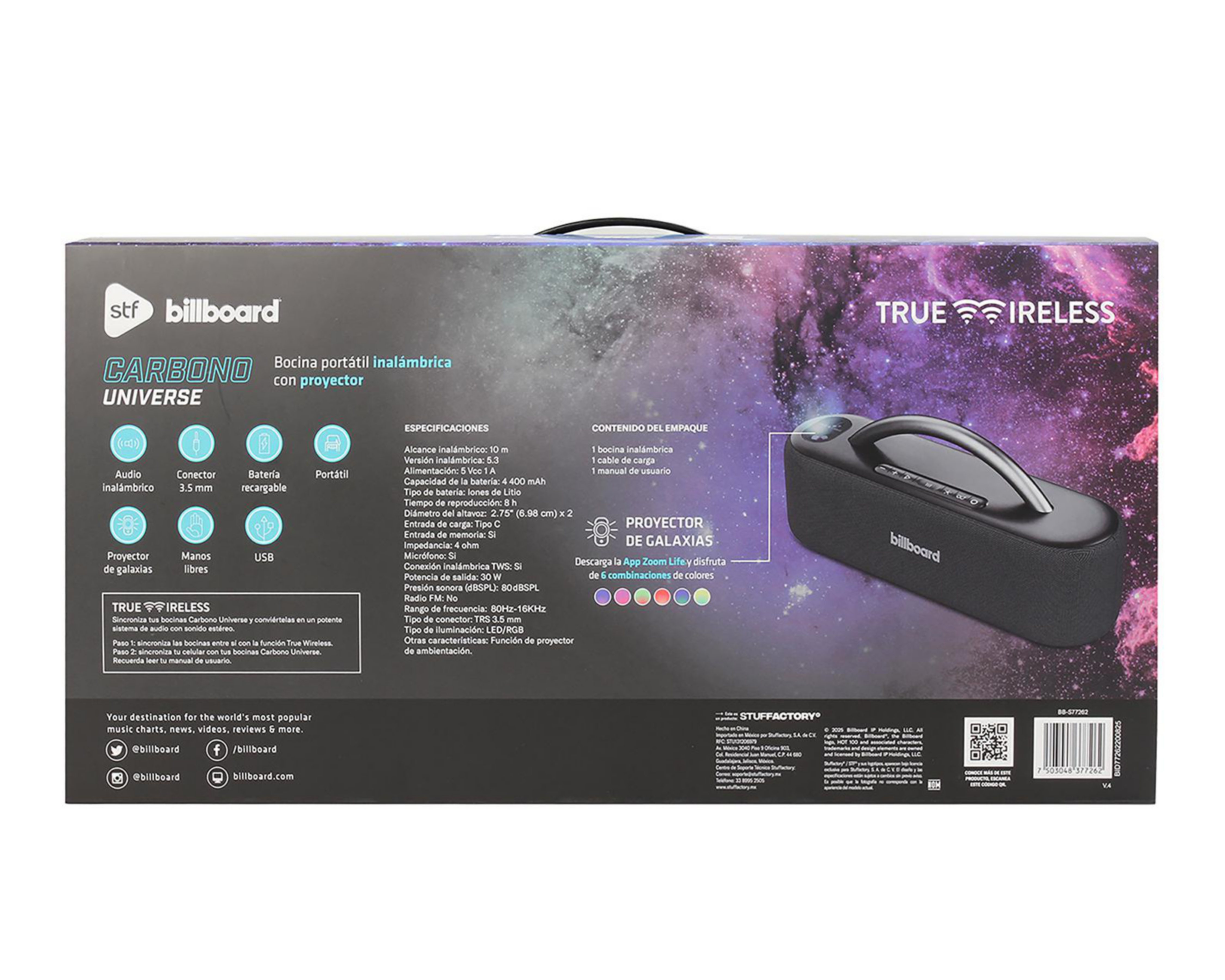Foto 10 pulgar | Bocina Bluetooth Billboard BB-S77262 30 w con Asa Fija