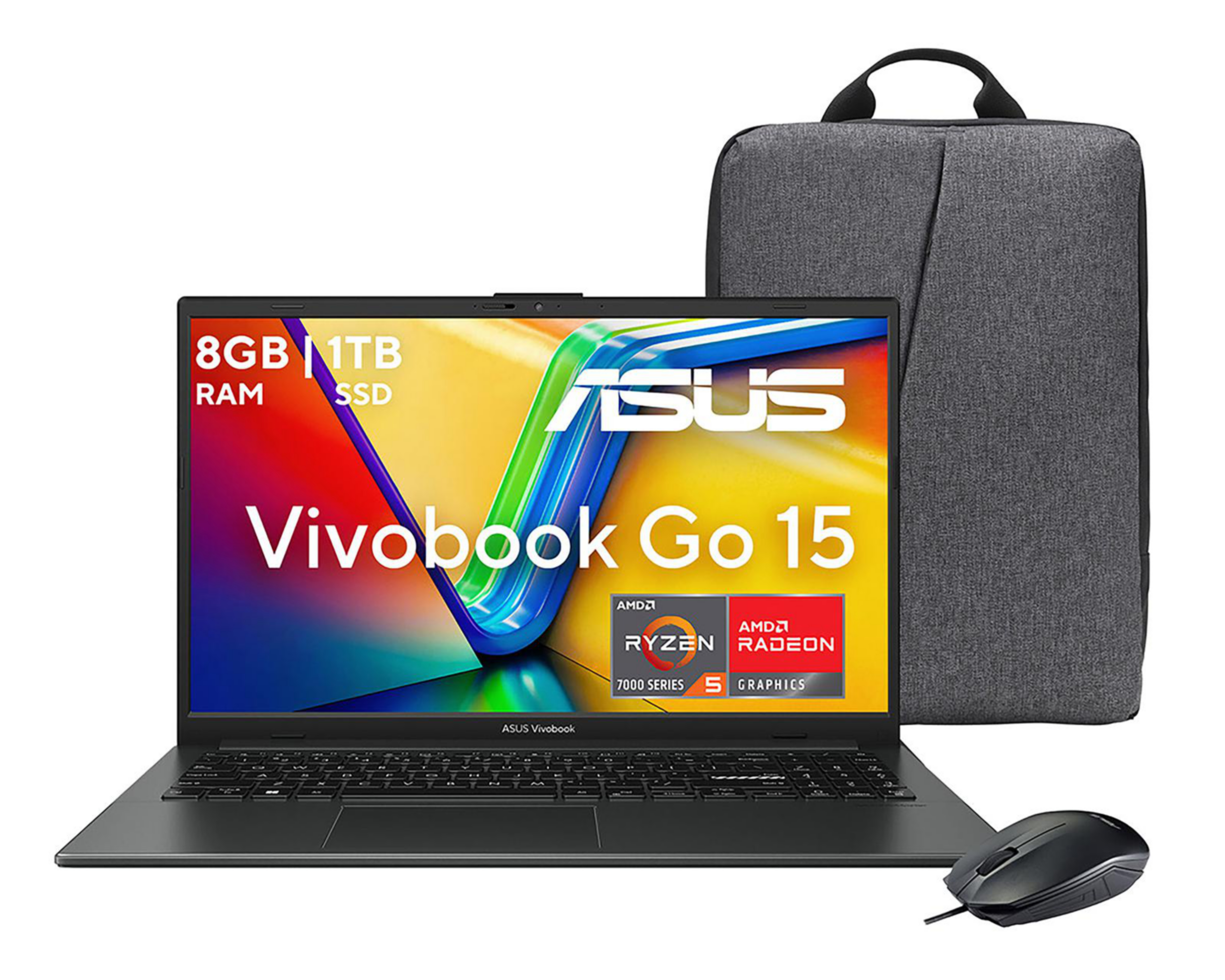 Foto 2 pulgar | Laptop Asus E1504FA-NJ1561W 15.6 Pulgadas Windows 11 AMD Ryzen 5 8 GB RAM 1 TB SSD Negra con Mochila y Mouse