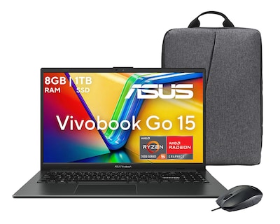 Foto 1 | Laptop Asus E1504FA-NJ1561W 15.6 Pulgadas Windows 11 AMD Ryzen 5 8 GB RAM 1 TB SSD Negra con Mochila y Mouse