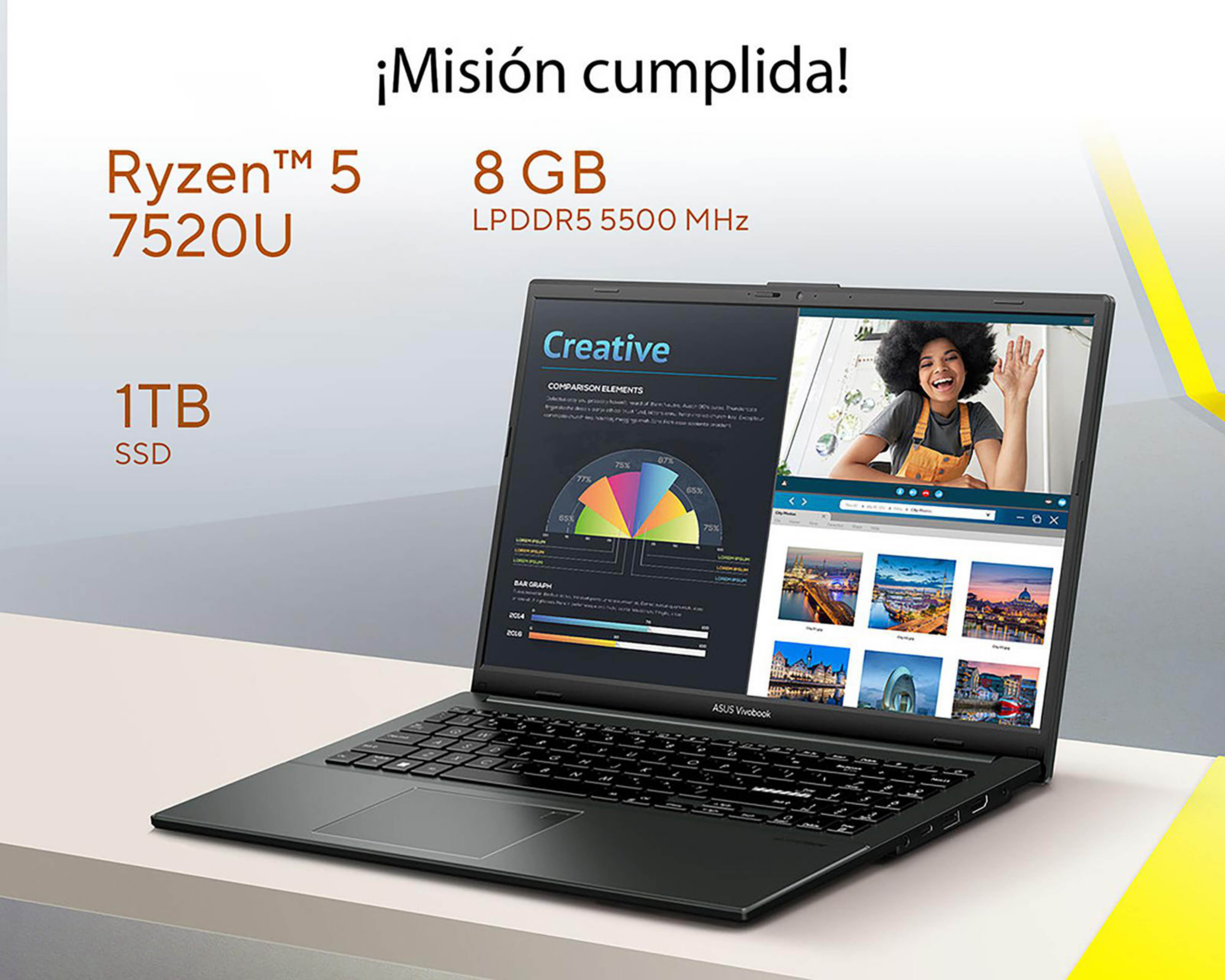 Foto 4 pulgar | Laptop Asus E1504FA-NJ1561W 15.6 Pulgadas Windows 11 AMD Ryzen 5 8 GB RAM 1 TB SSD Negra con Mochila y Mouse