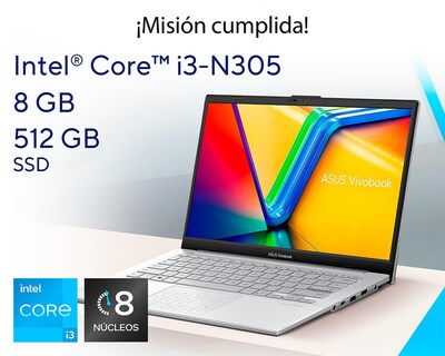 Foto 4 | Laptop Asus Vivobook Go 14 Pulgadas Windows 11 Intel Core i3 8 GB RAM 512 GB SSD Plateado