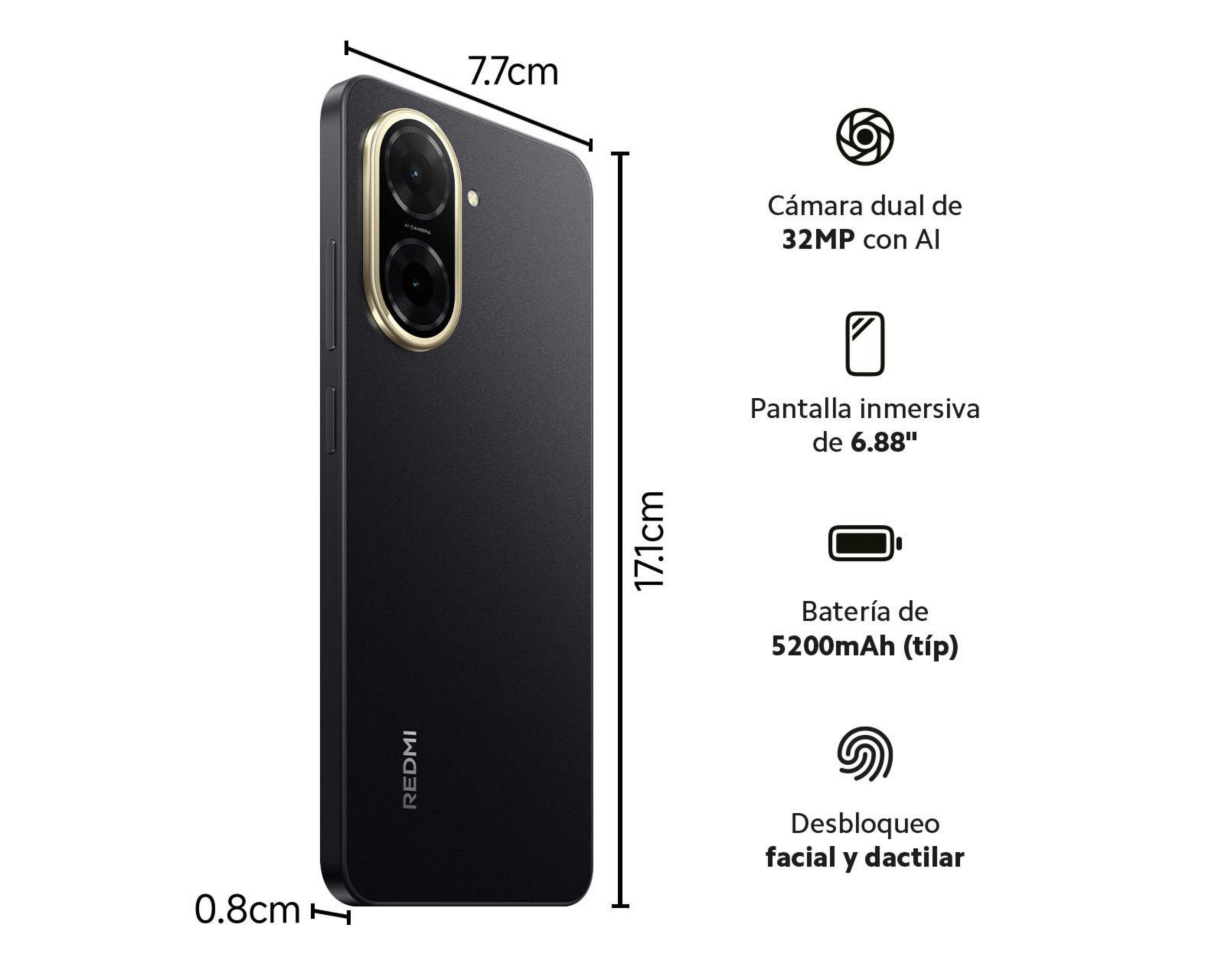 Foto 11 pulgar | Movistar Xiaomi Redmi A5 64 GB Negro