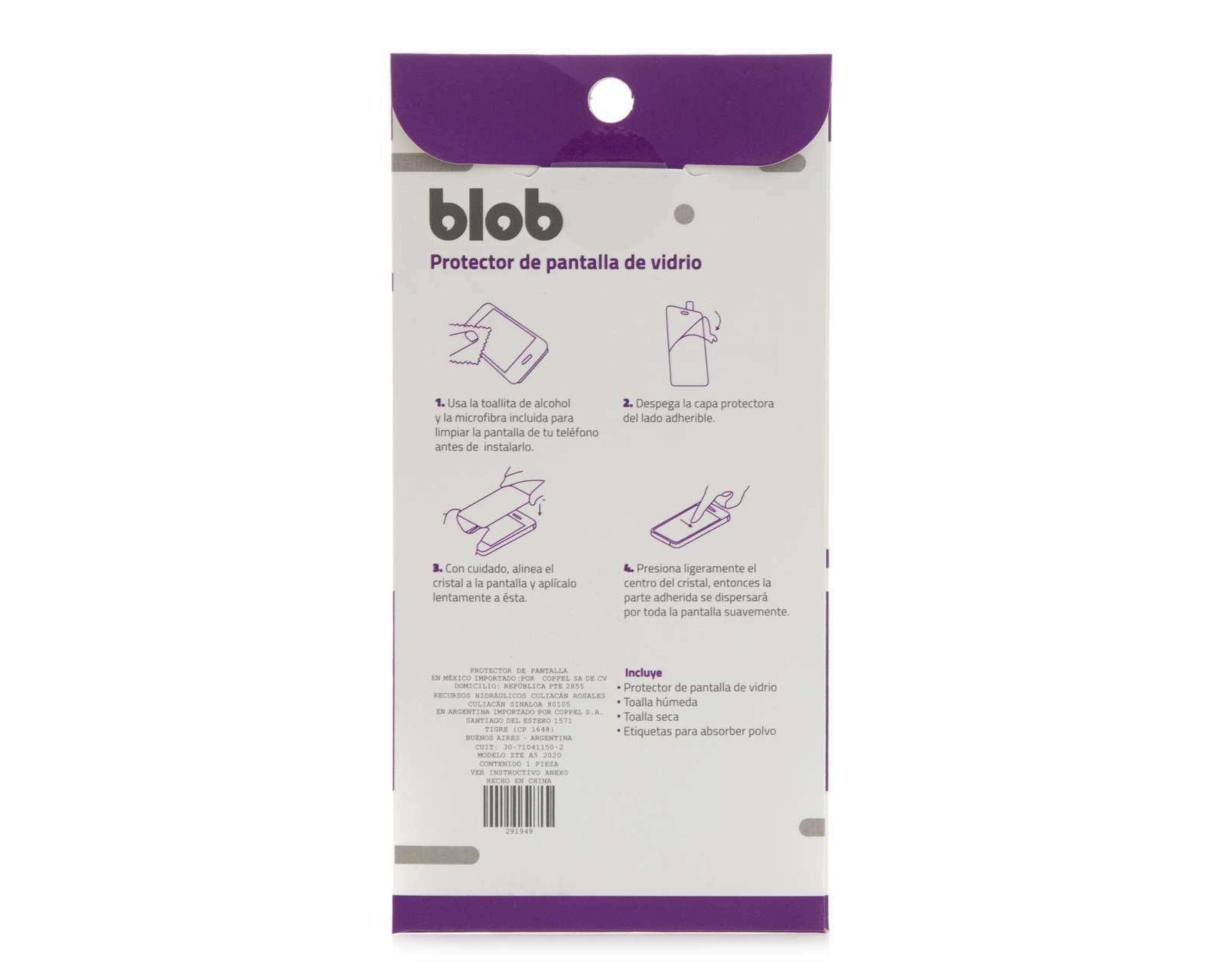 Foto 3 pulgar | Protector de Pantalla Blob para ZTE A5 2020