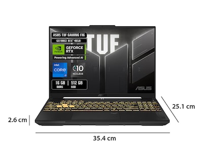 Foto 10 | Laptop Gamer Asus TUF 16 Pulgadas Windows 11 Intel Core i7 NVIDIA RTX 4050 16 GB RAM 512 GB SSD Gris