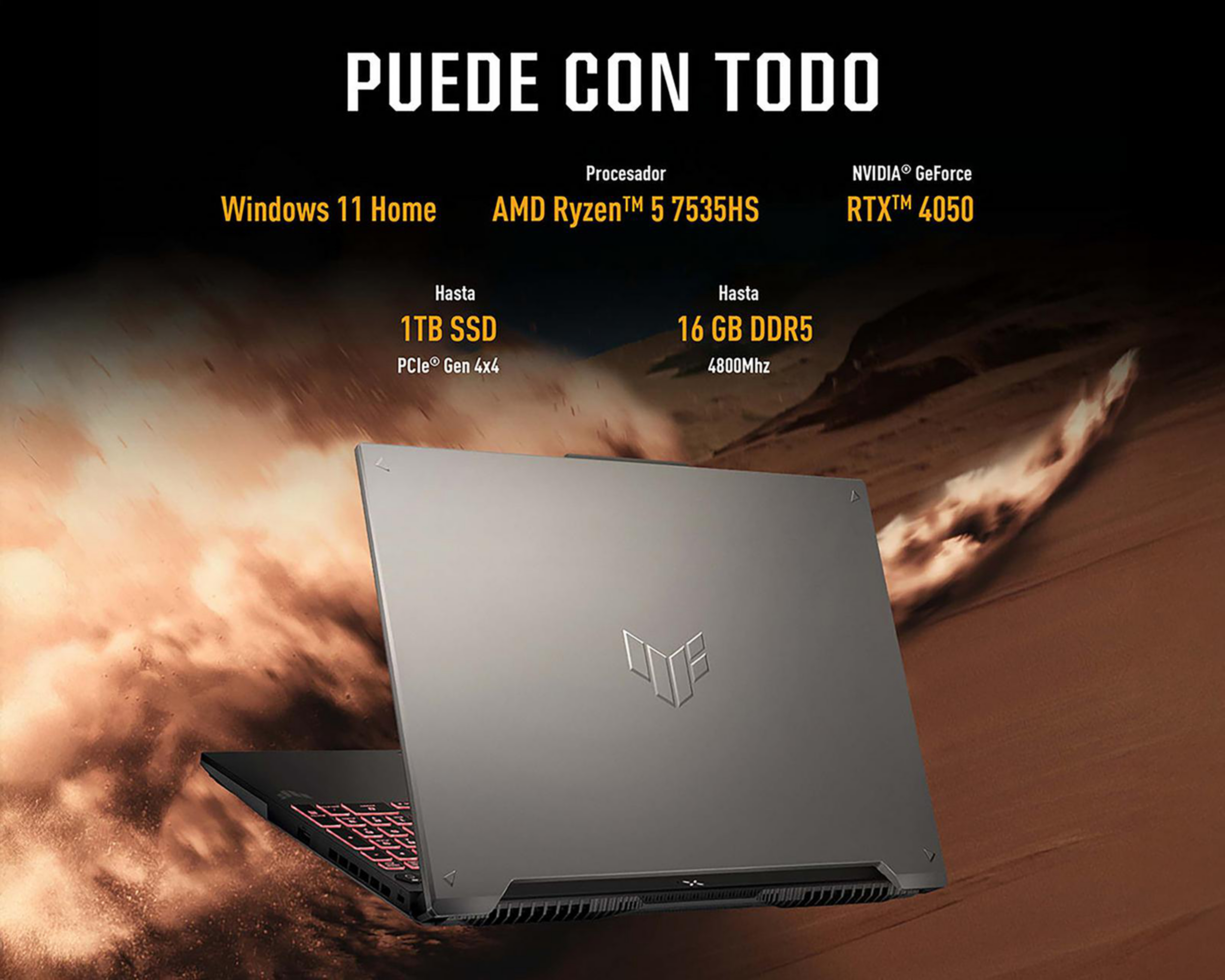 Foto 5 pulgar | Laptop Gamer Asus FX607NU-RL057W 16 Pulgadas Windows 11 AMD Ryzen 5 NVIDIA RTX 4050 16 GB RAM 1 TB SSD Gris
