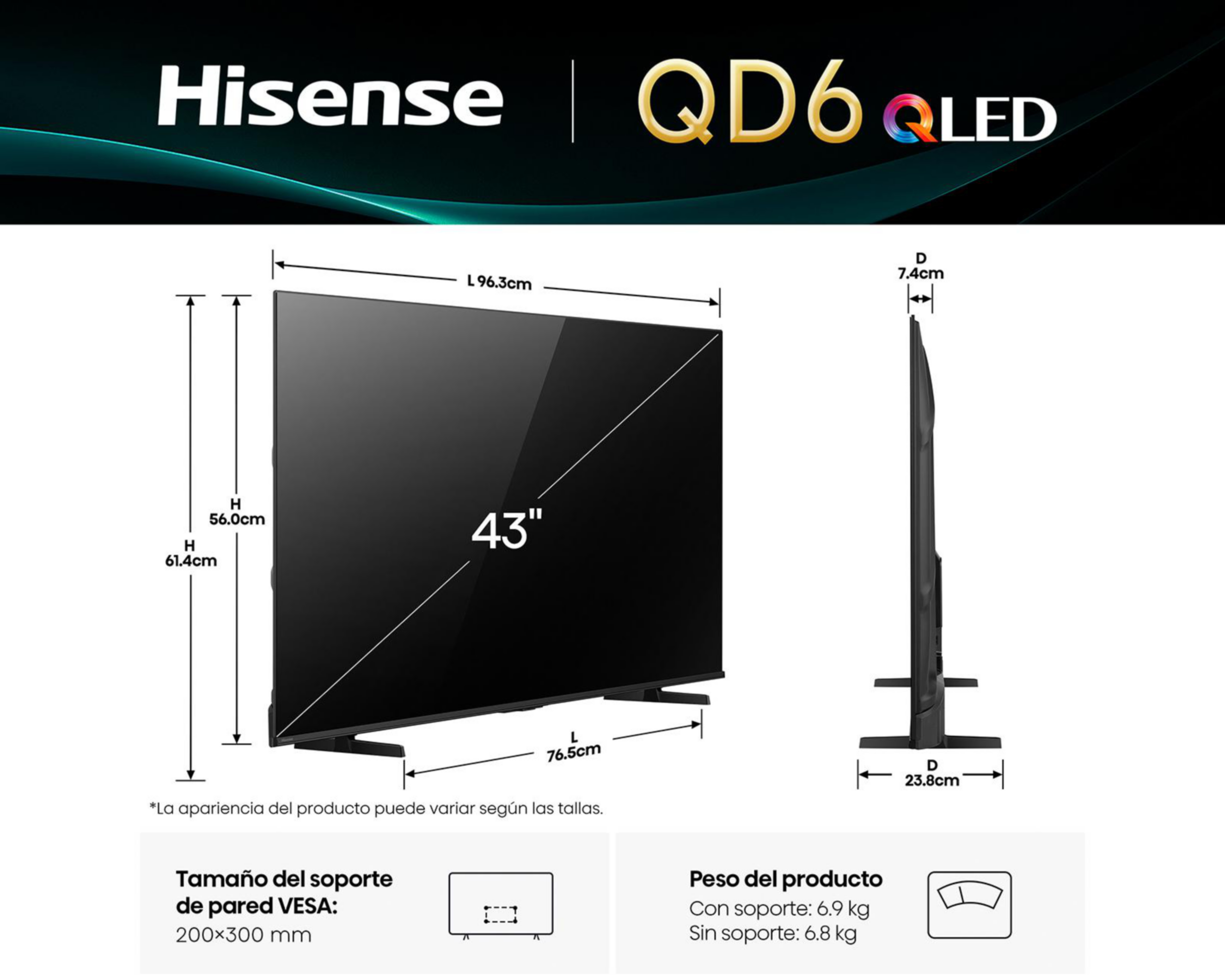 Foto 11 pulgar | Pantalla Smart TV Hisense QLED 43 Pulgadas 4K 43QD6QV