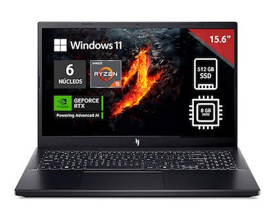 Foto 1 | Laptop Gamer Acer Nitro V15 15.6 Pulgadas Windows 11 AMD Ryzen 5 Nvidia Geforce RTX 3050 8 GB RAM 512 GB SSD Negra