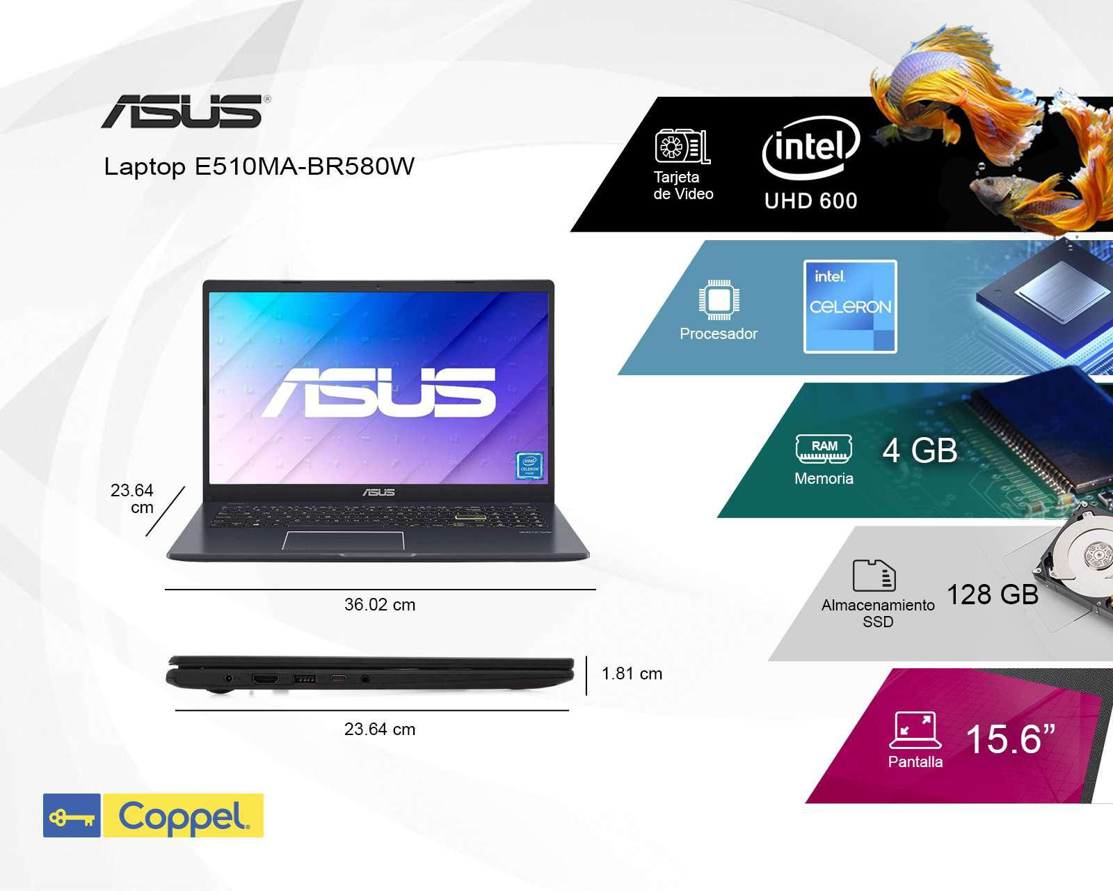 Foto 7 | Laptop Asus E510MA-BR580W 15.6" Windows 11 Intel Celeron 4 GB RAM 128 GB SSD Negro