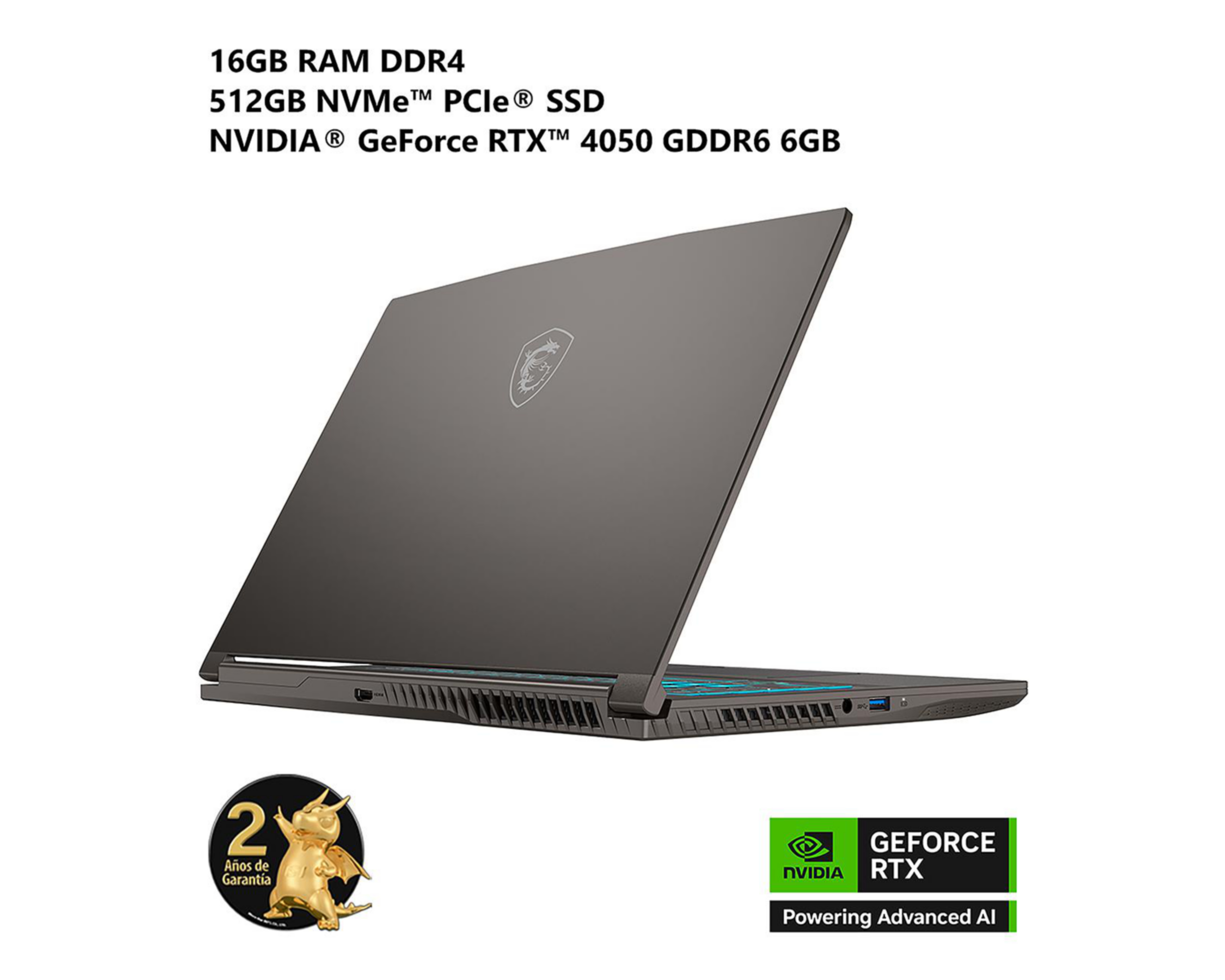 Foto 5 pulgar | Laptop Gamer MSI Thin 15 15.6 Pulgadas Windows 11 Intel Core i7 Nvidia RTX 4050 16 GB RAM 512 GB SSD Gris