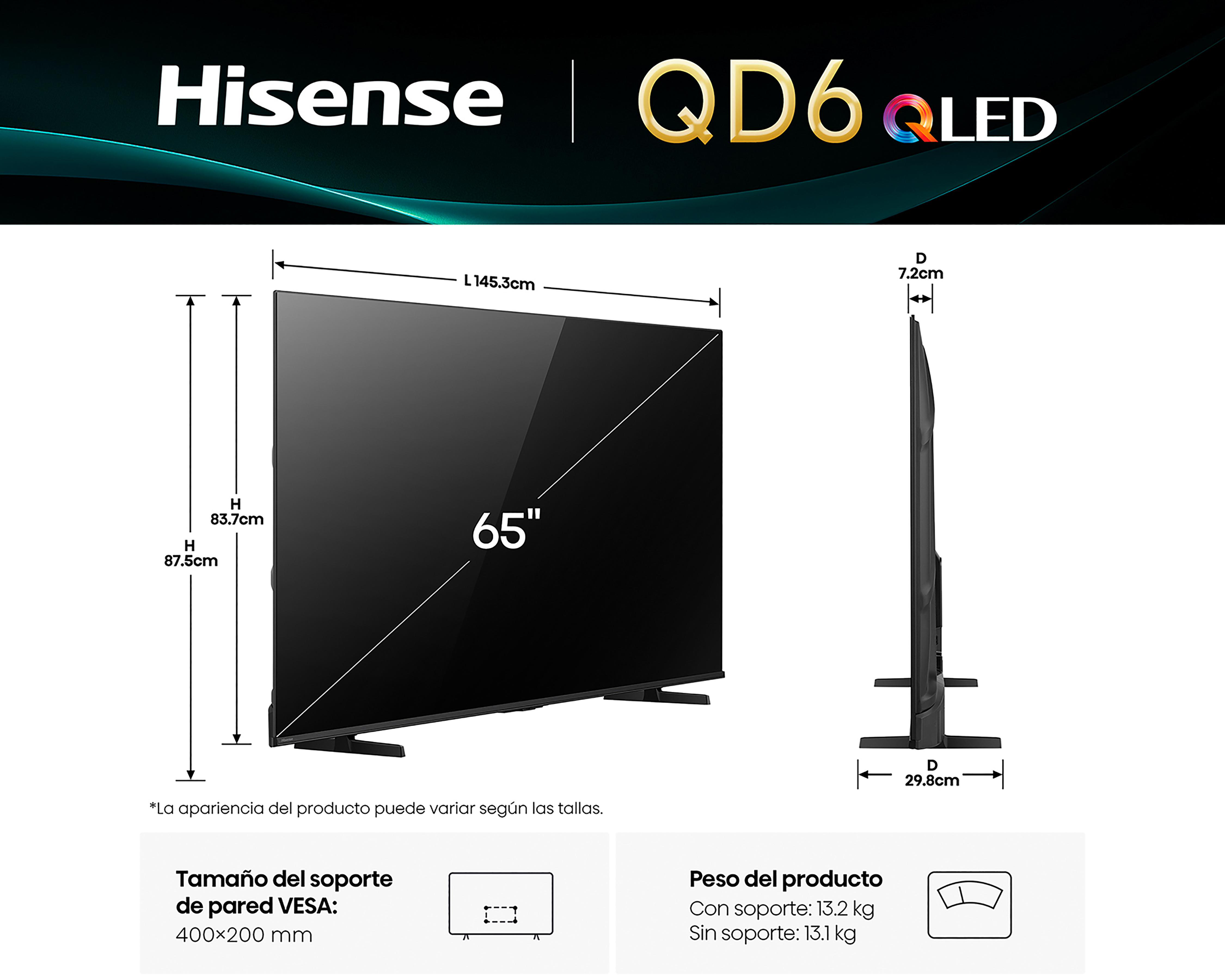 Foto 11 pulgar | Pantalla Smart TV Hisense QLED 65 Pulgadas 4K 65QD6QV