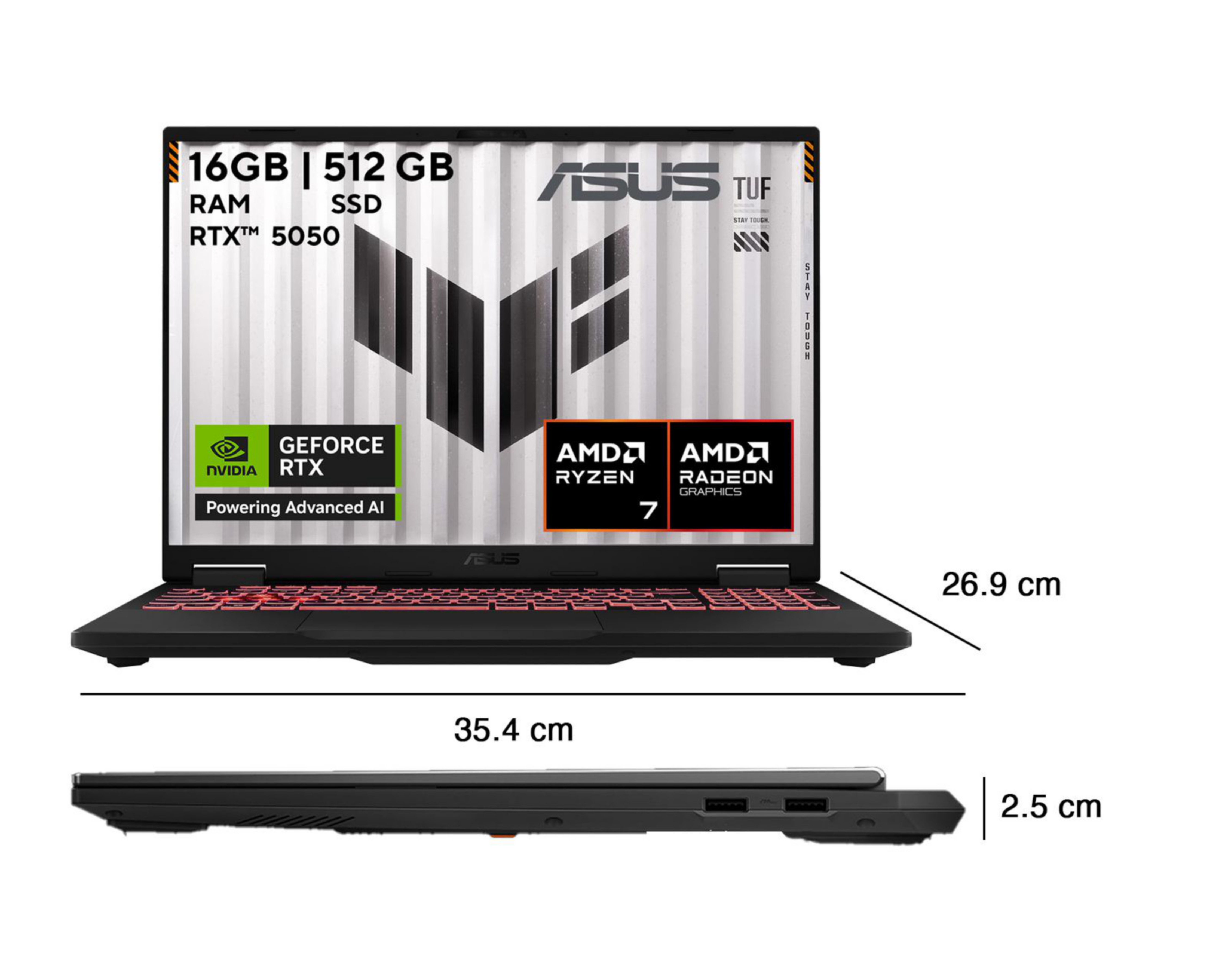 Foto 11 pulgar | Laptop Gamer Asus TUF Gaming A16 16 Pulgadas Nvidia rtx 5050 16 GB RAM 512 GB SSD Negra