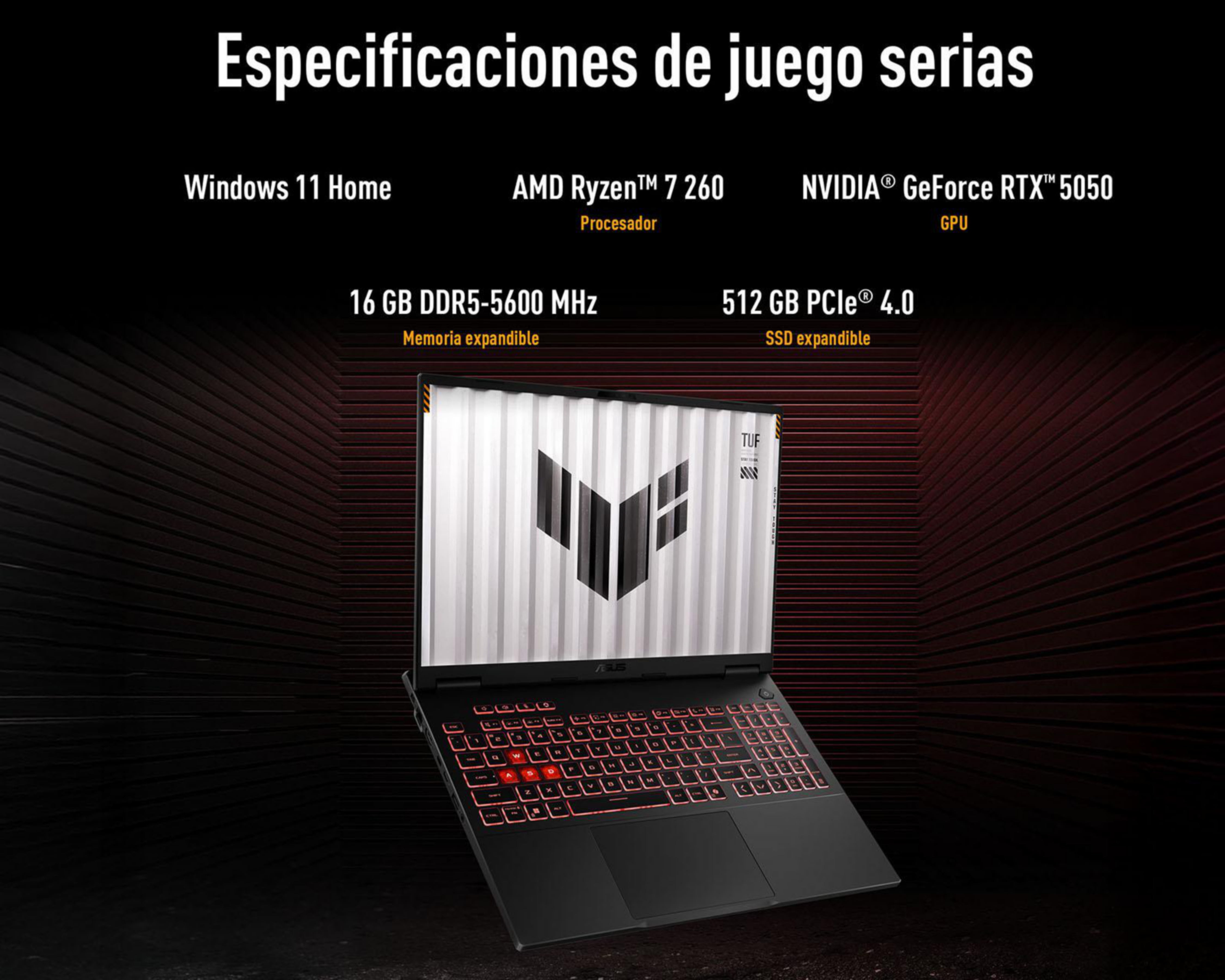 Foto 4 pulgar | Laptop Gamer Asus TUF Gaming A16 16 Pulgadas Nvidia rtx 5050 16 GB RAM 512 GB SSD Negra