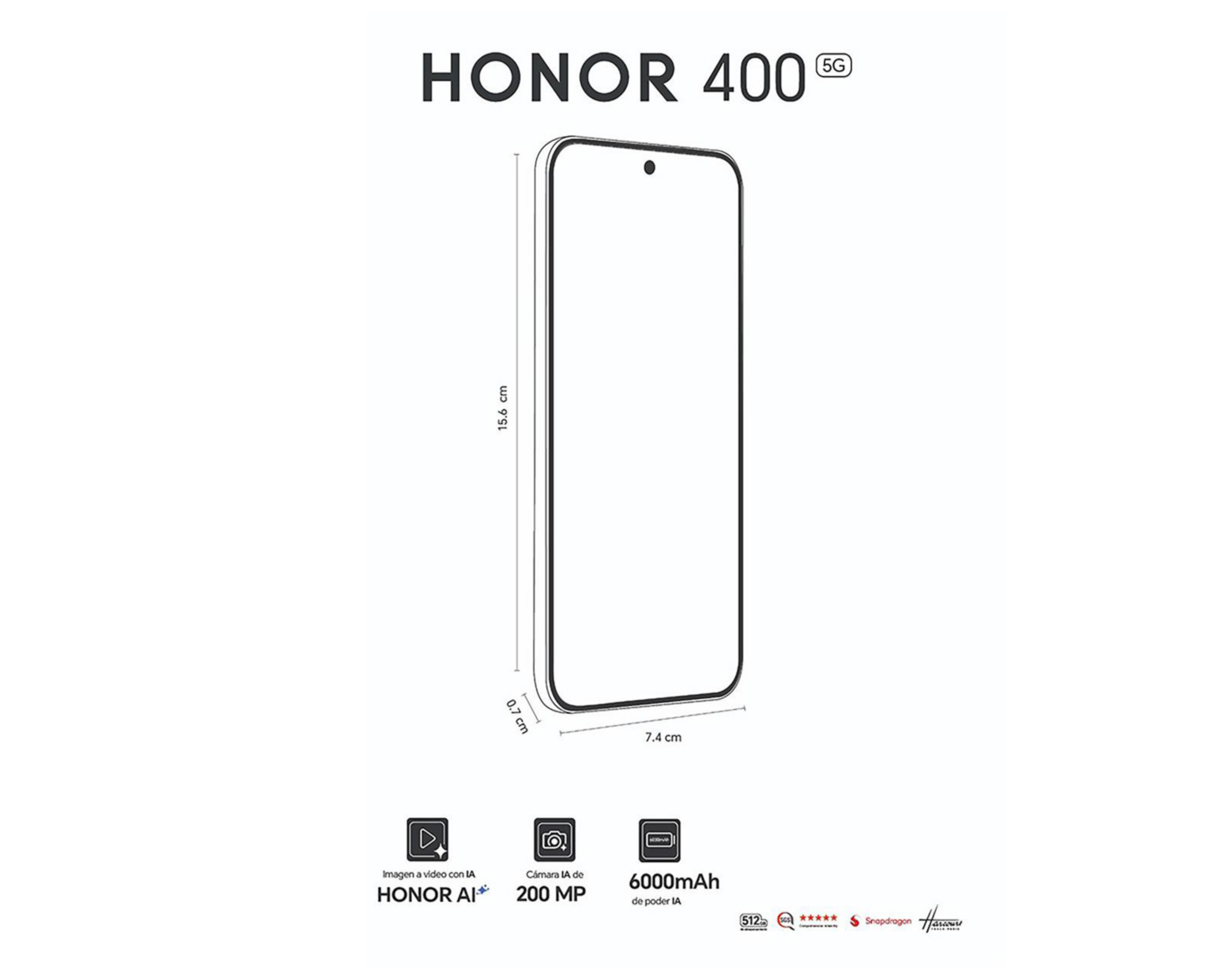 Foto 7 pulgar | Movistar Honor 400 512 GB Negro + Audífonos