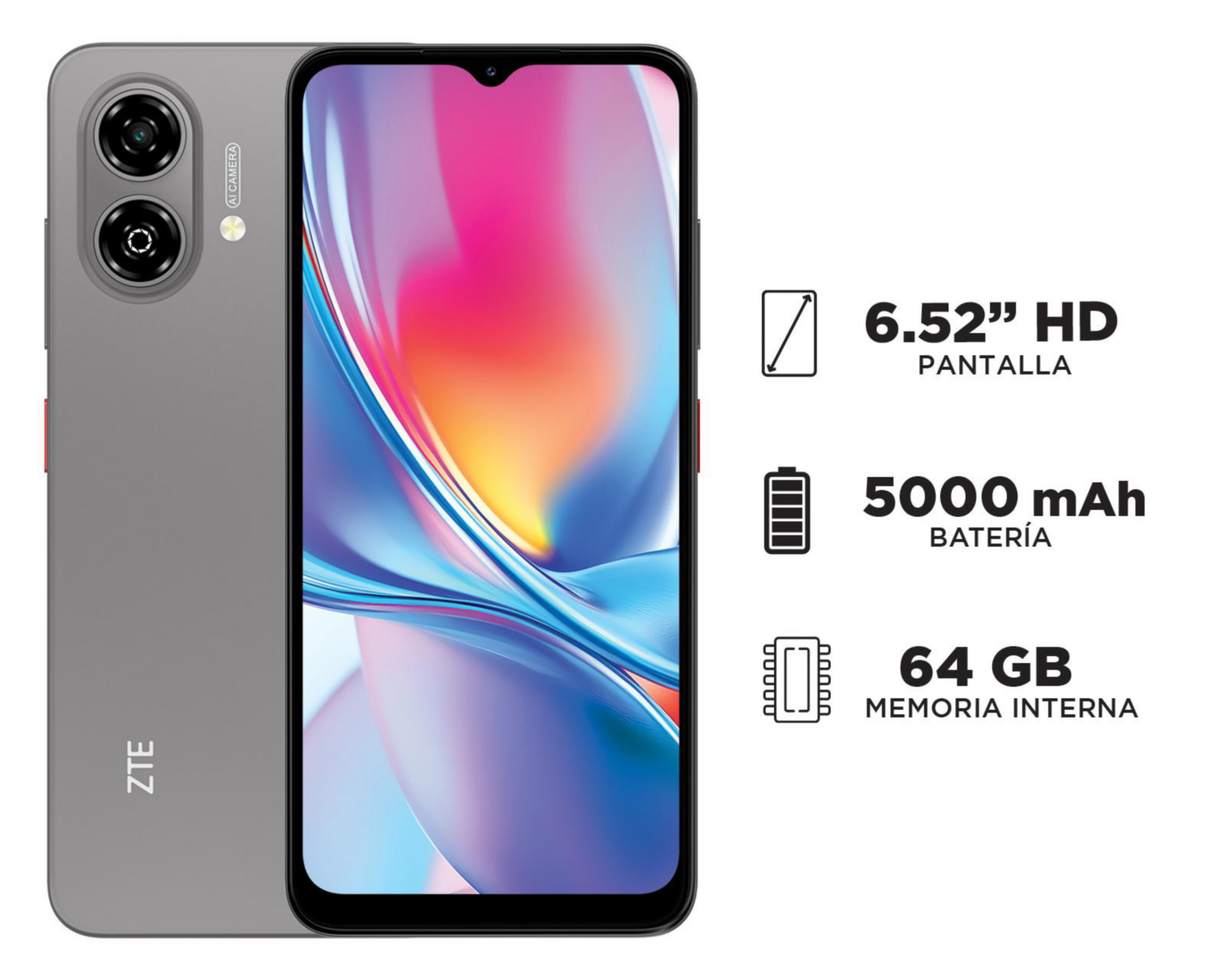 Foto 8 pulgar | Telcel ZTE Blade A35e 64 GB Gris