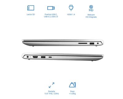 Foto 5 | Laptop Dell 15 DC15255 15.6 Pulgadas Windows 11 AMD Ryzen 5 8 GB RAM 512 GB SSD Gris