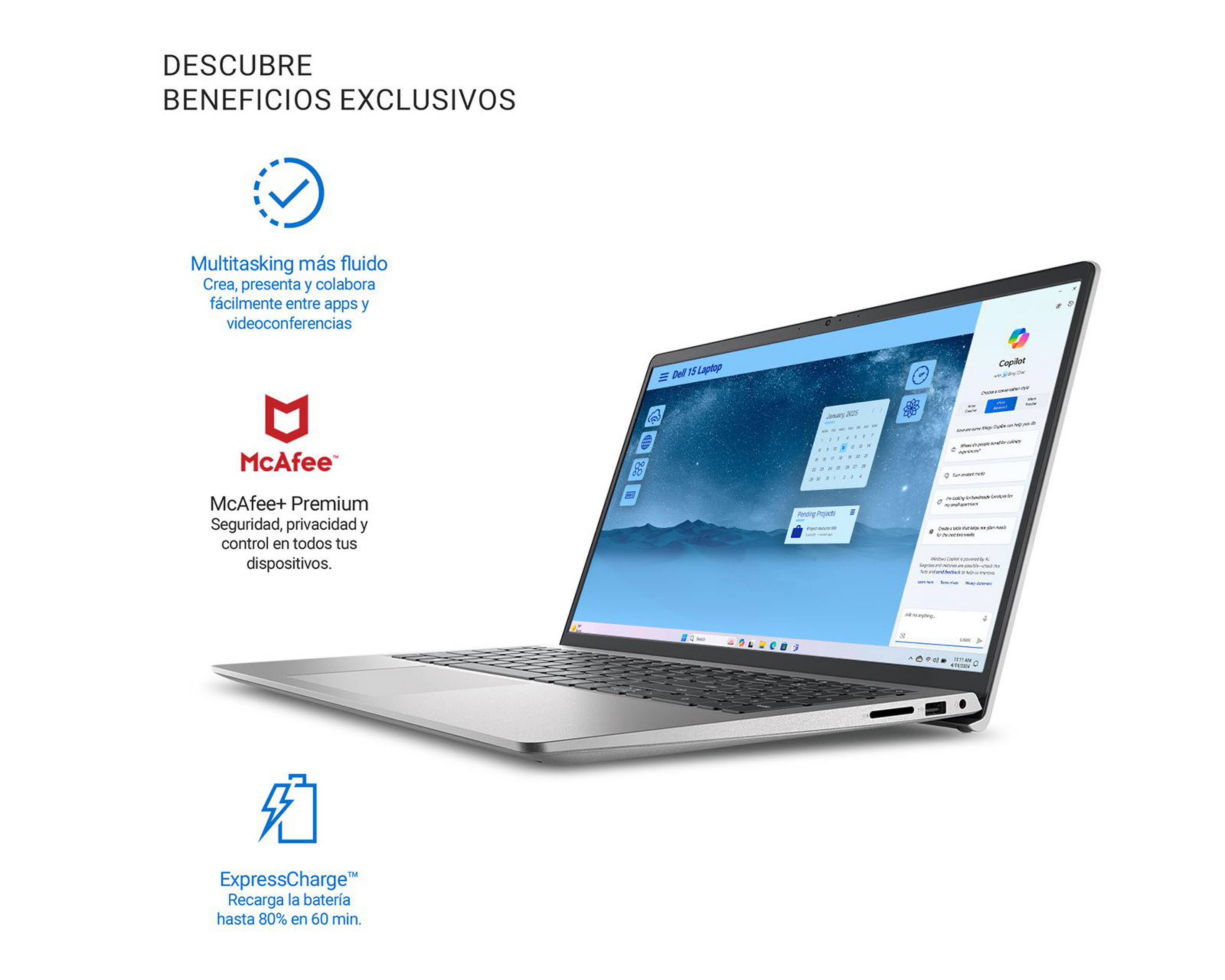 Foto 2 | Laptop Dell 5CDNP 15.6 Pulgadas Windows 11 Home Intel Core i7 16 GB RAM 1 TB SSD Plata