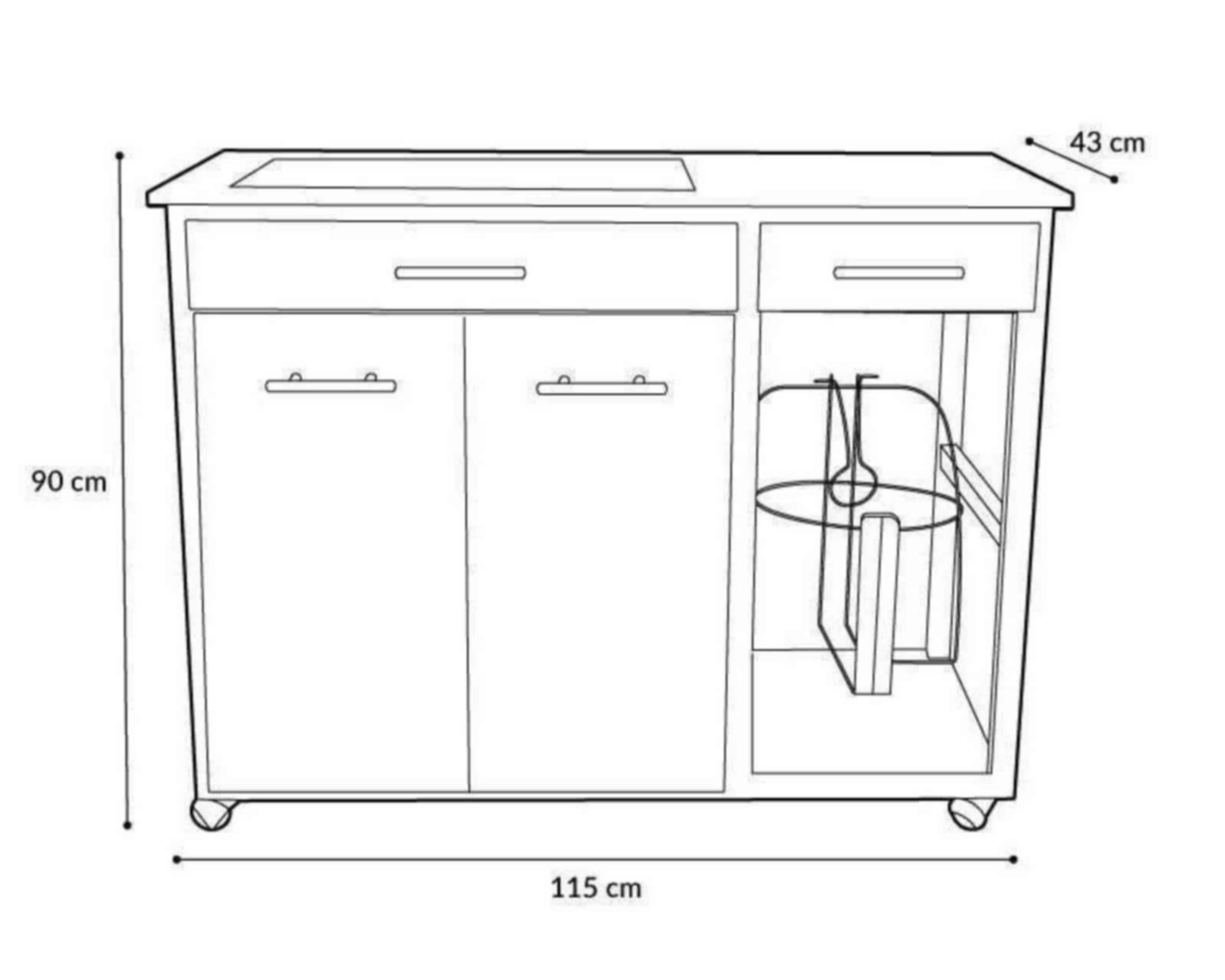 Foto 5 | Mesa Multiusos Atenas con 2 Puertas