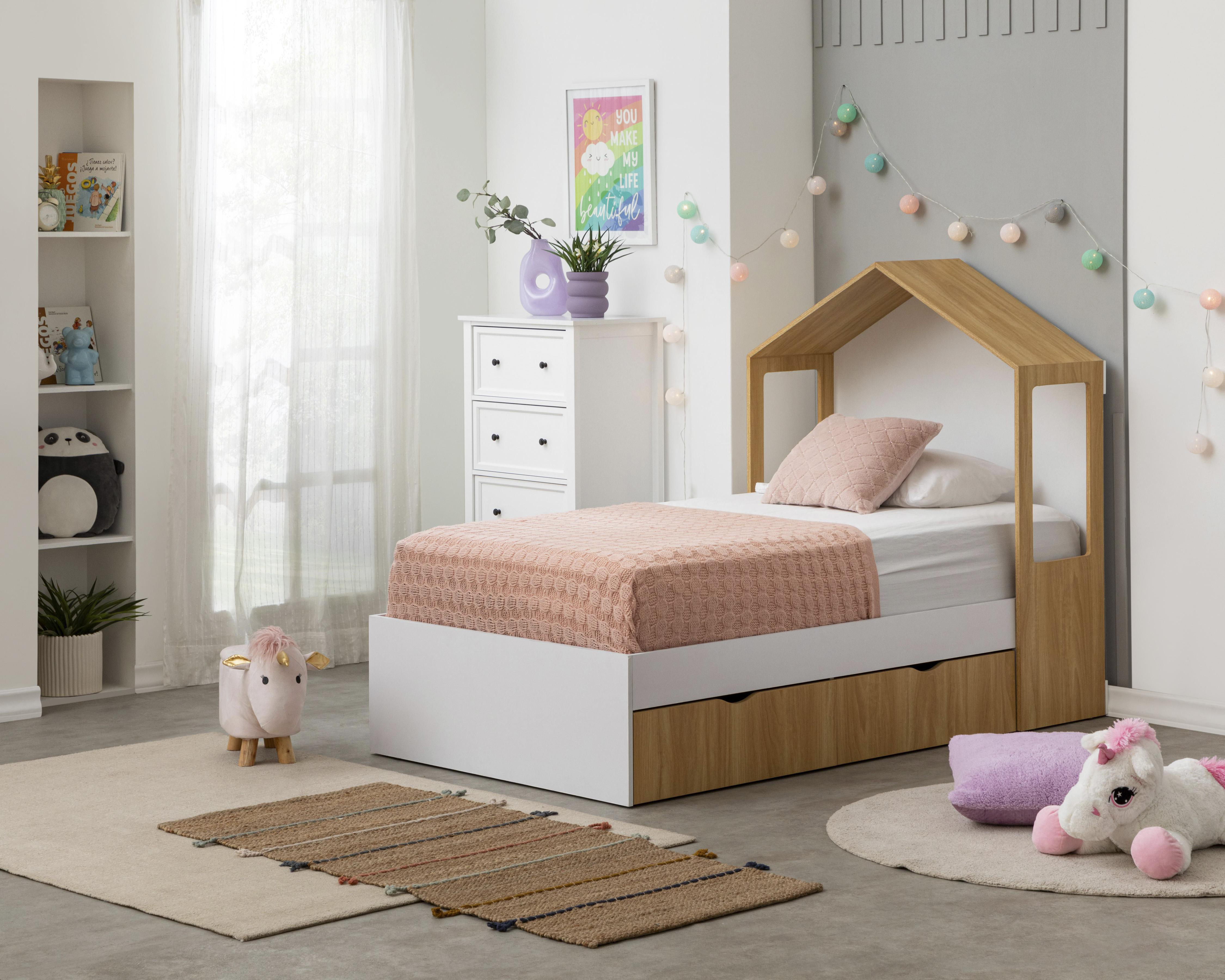 Cama Infantil Individual Haus de Madera color Café