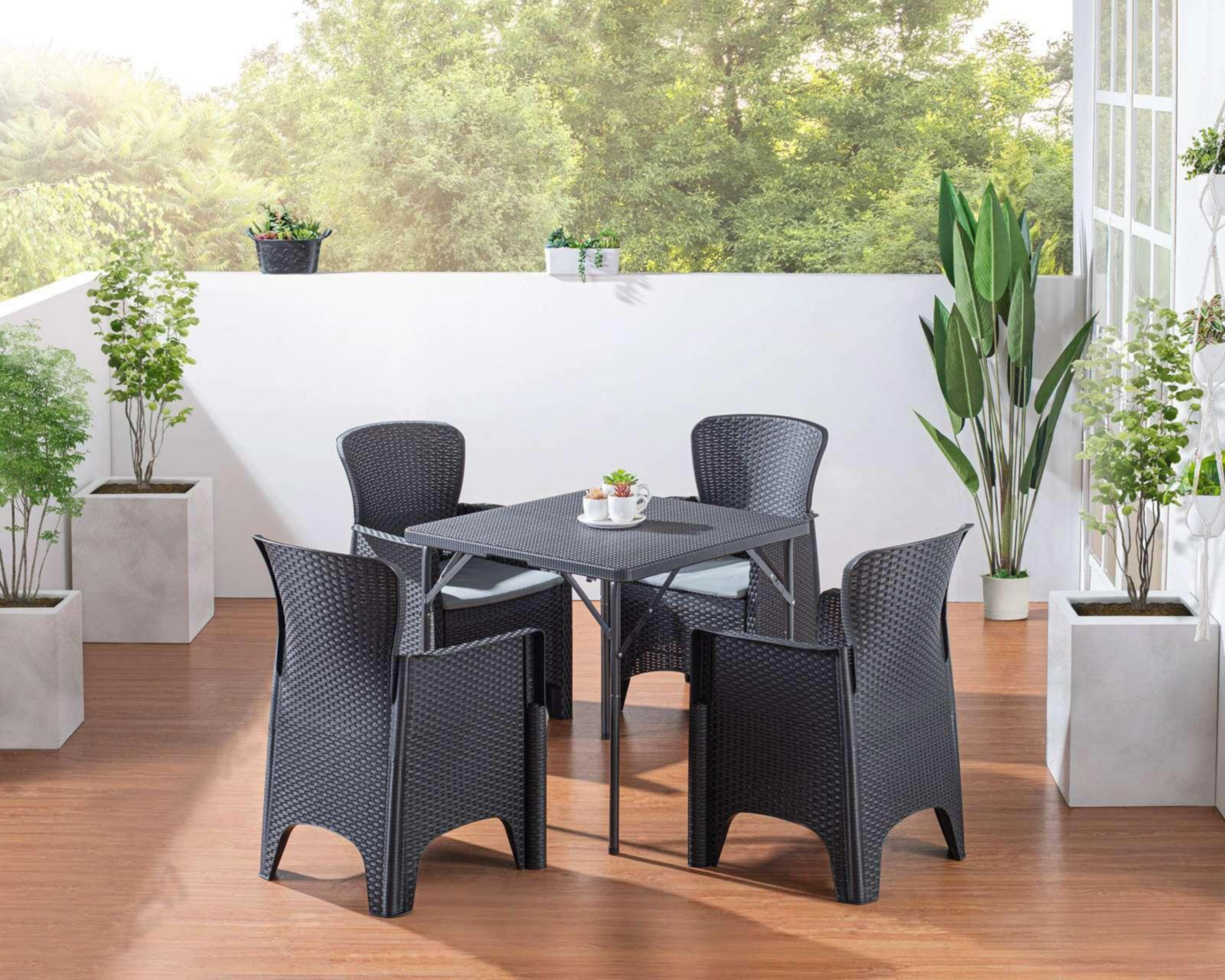 Foto 2 pulgar | Juego de Jardín Solano Negro con 4 Sillas estilo Clásico