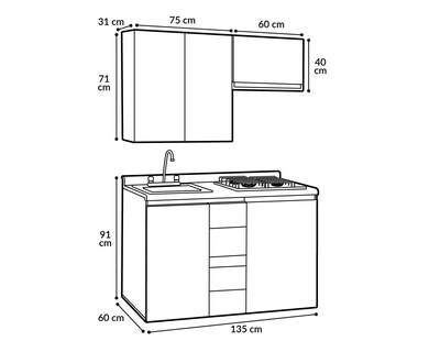 Foto 8 | Cocina Integral Mobi Austin Blanco 135 cm
