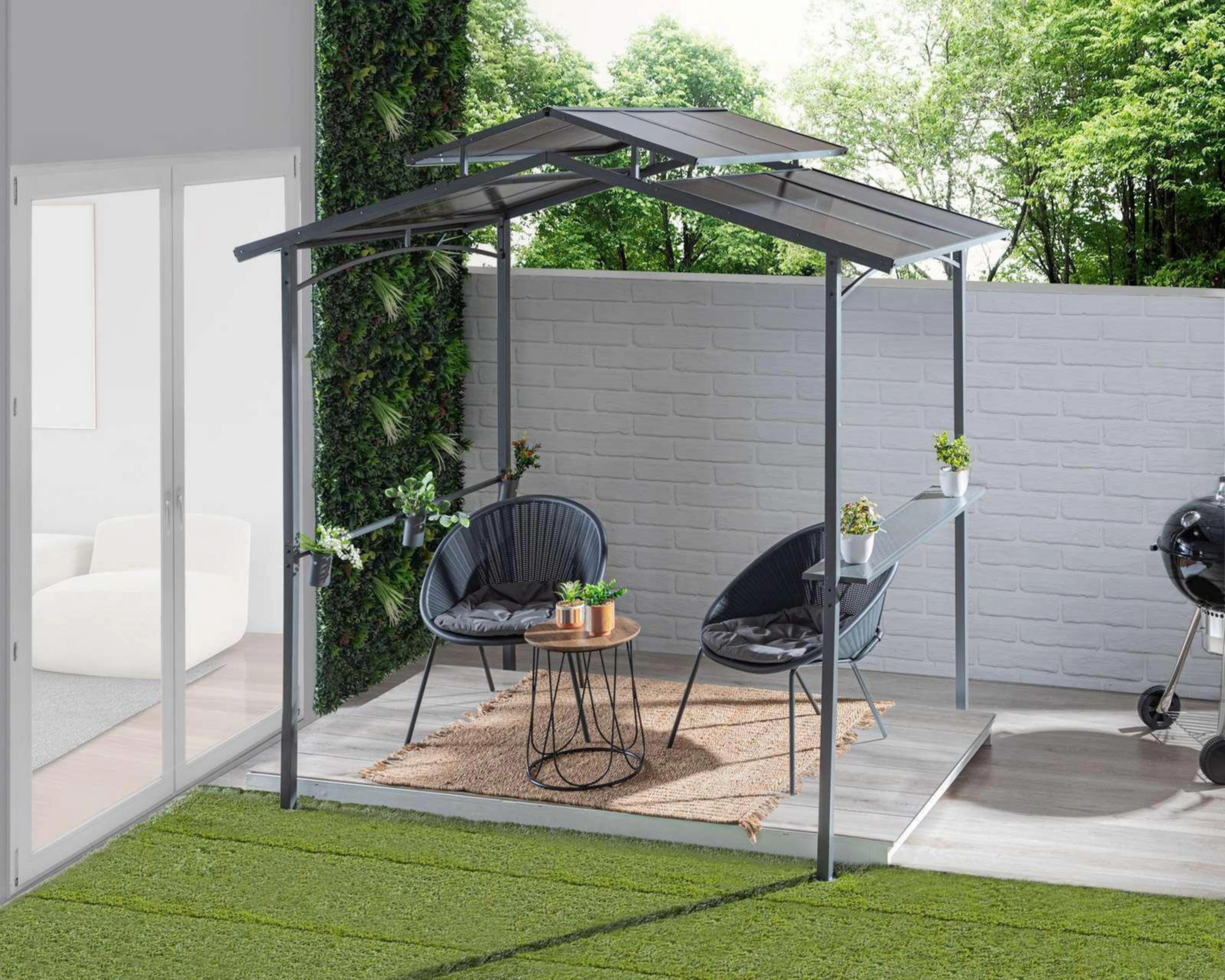 Toldo Greta con Repisas Laterales Negro