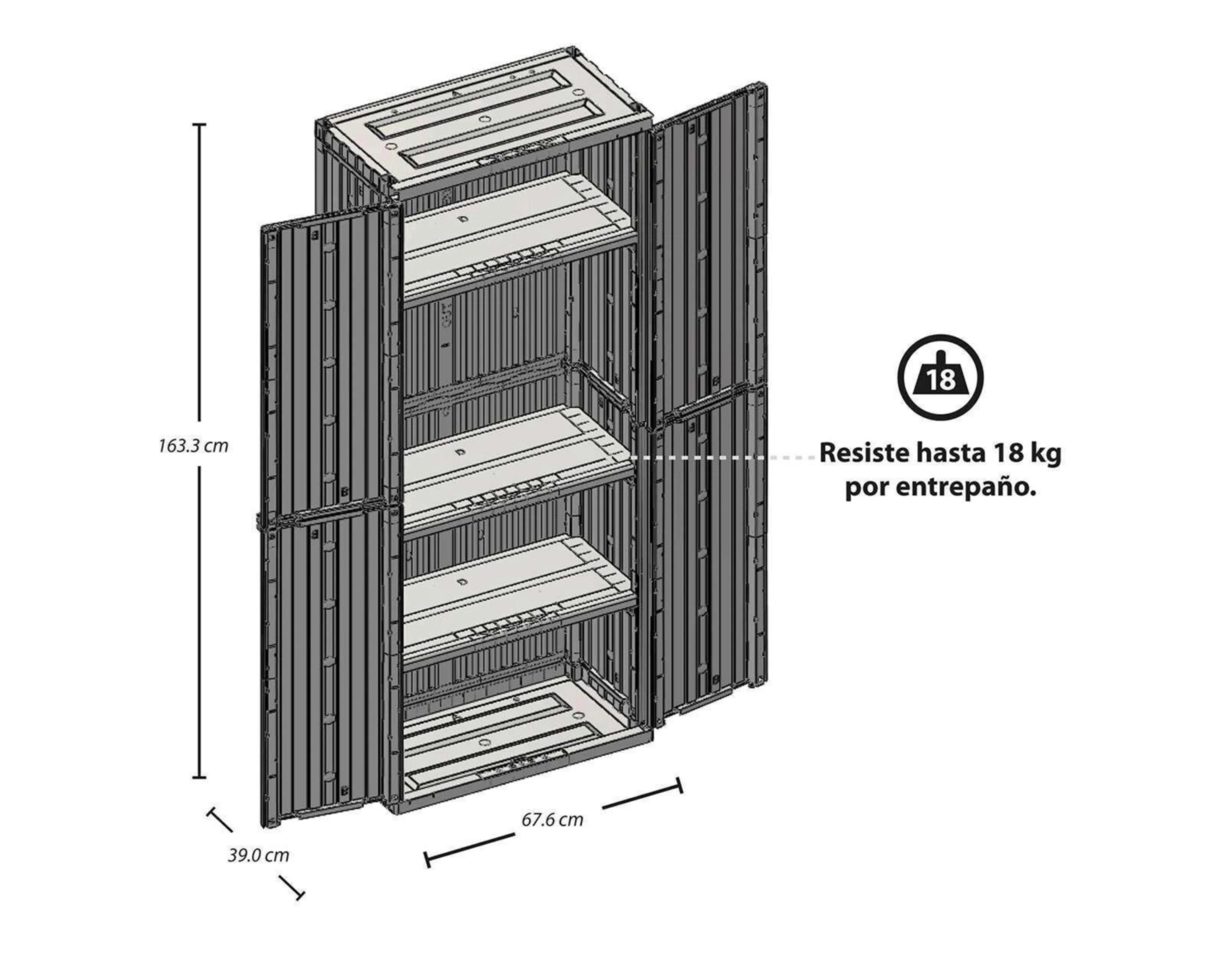 Foto 5 pulgar | Gabinete +Simple de Plástico