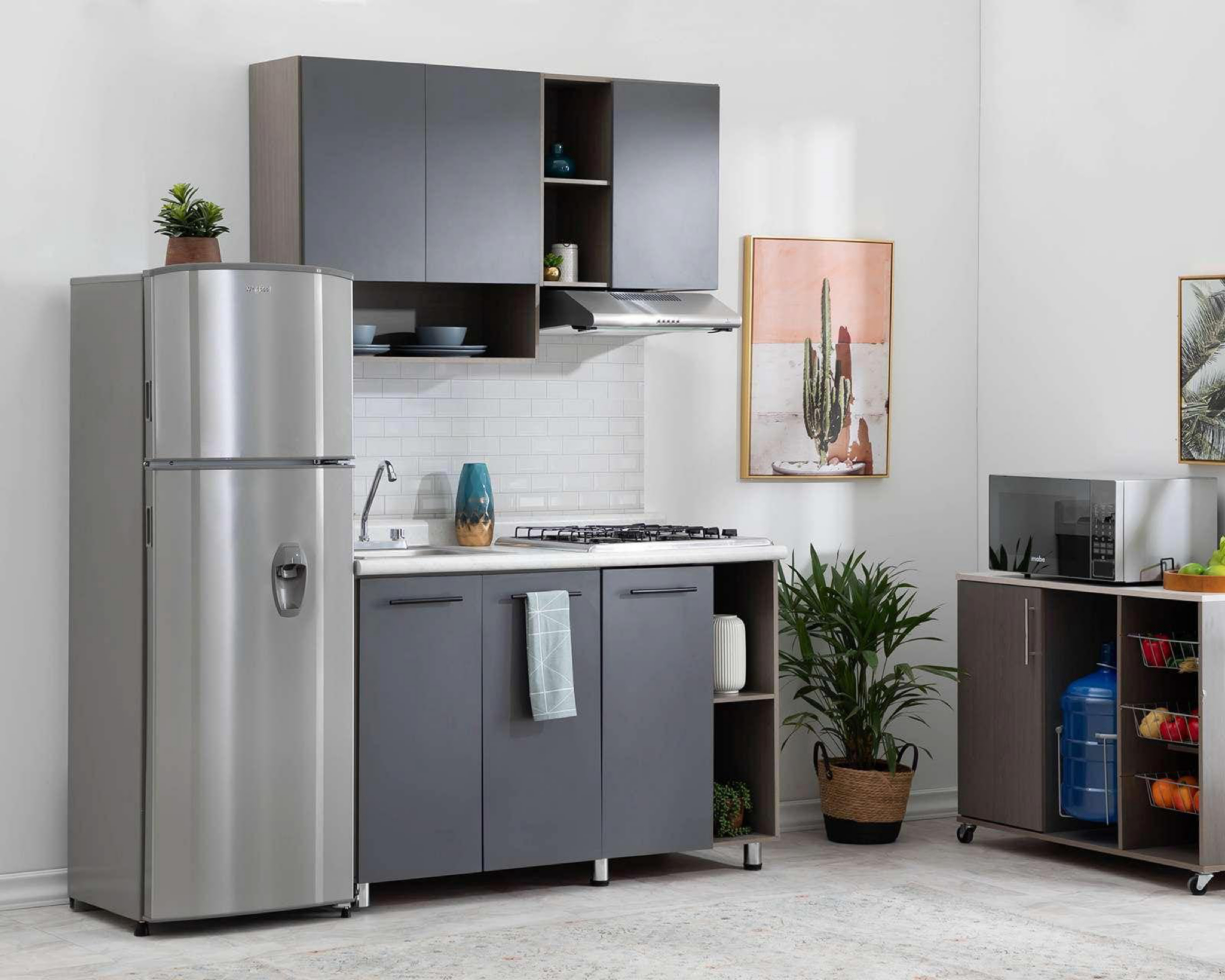 Cocina Integral Mobi Rockford Gris 134 cm