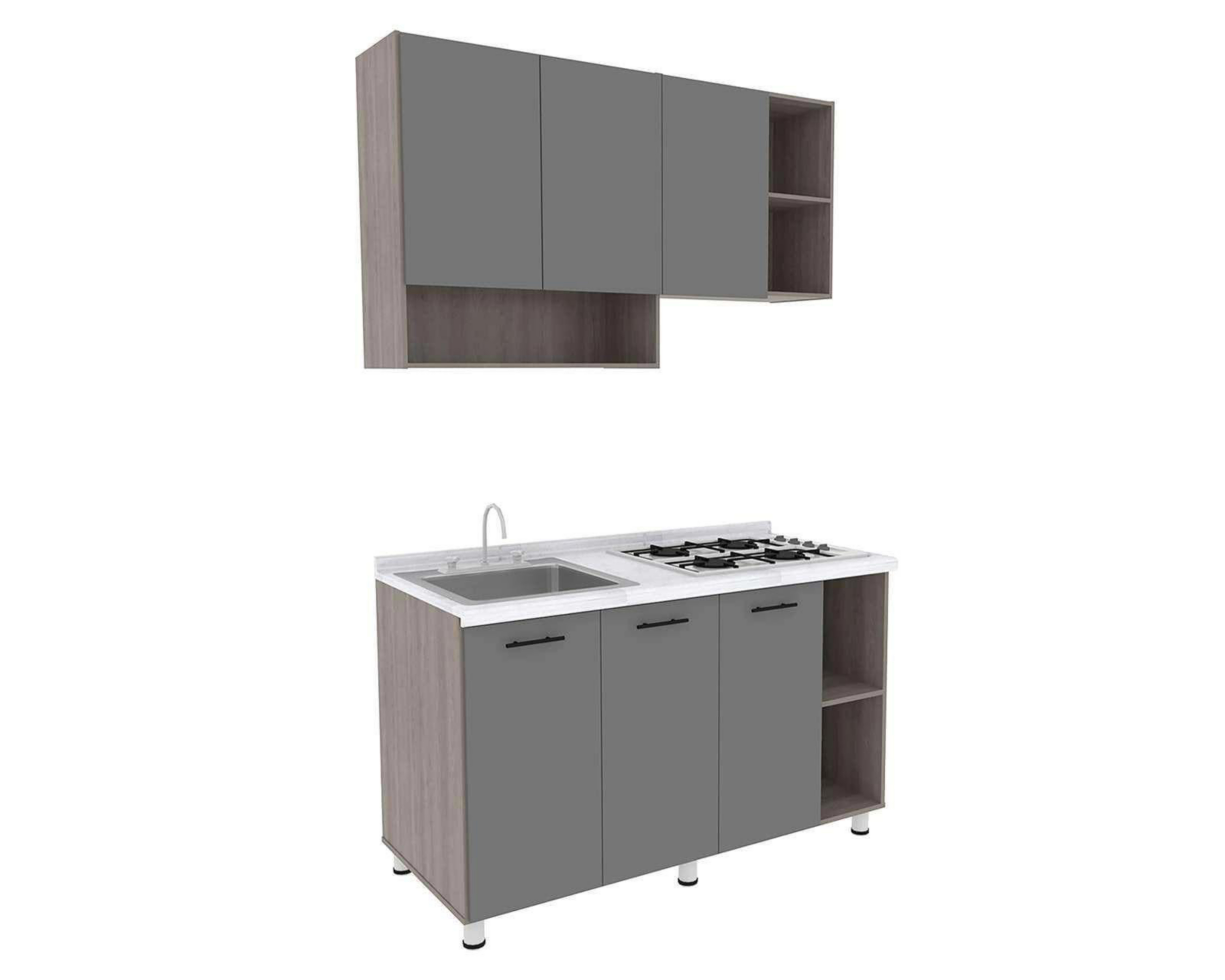 Foto 5 | Cocina Integral Mobi Rockford Fresno/Gris 134 cm