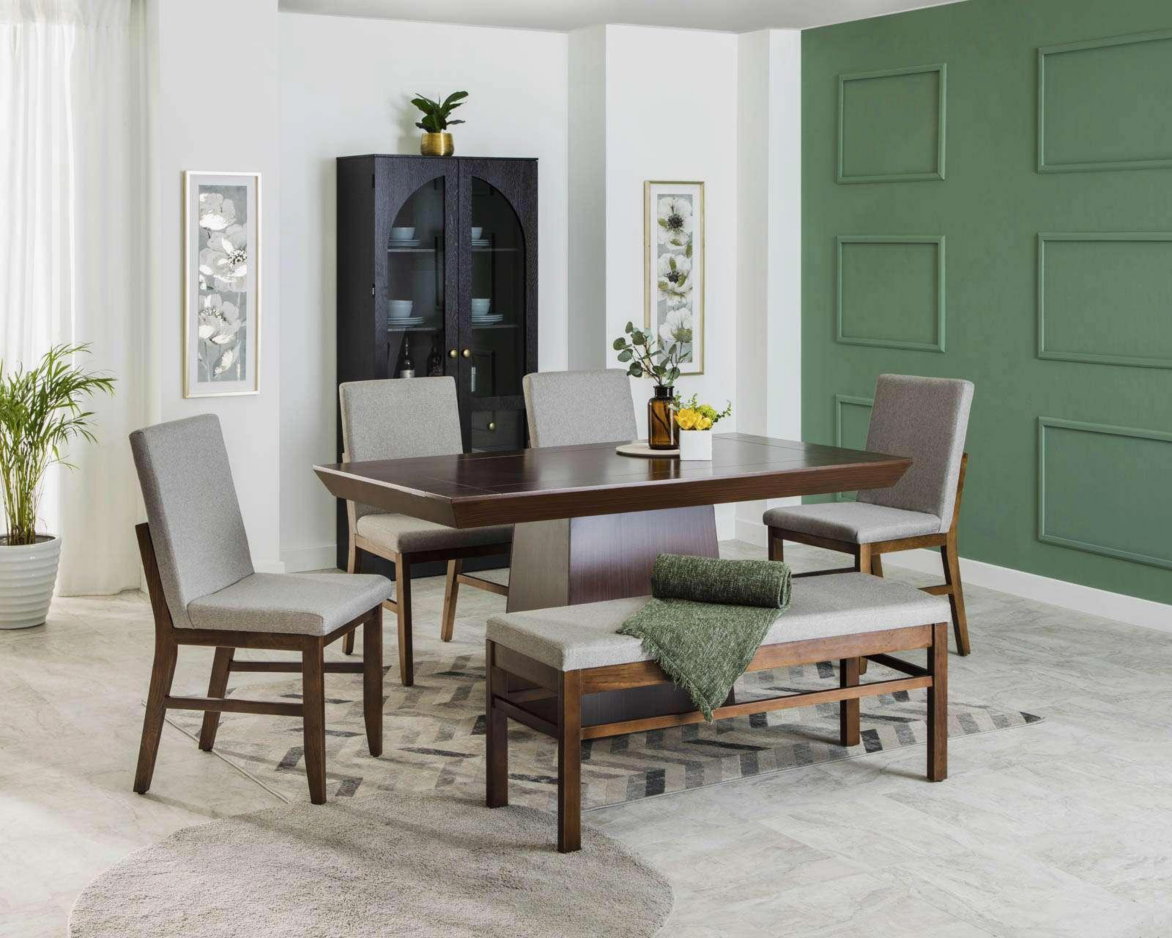 Comedor Gray 4 Sillas y 1 Banca