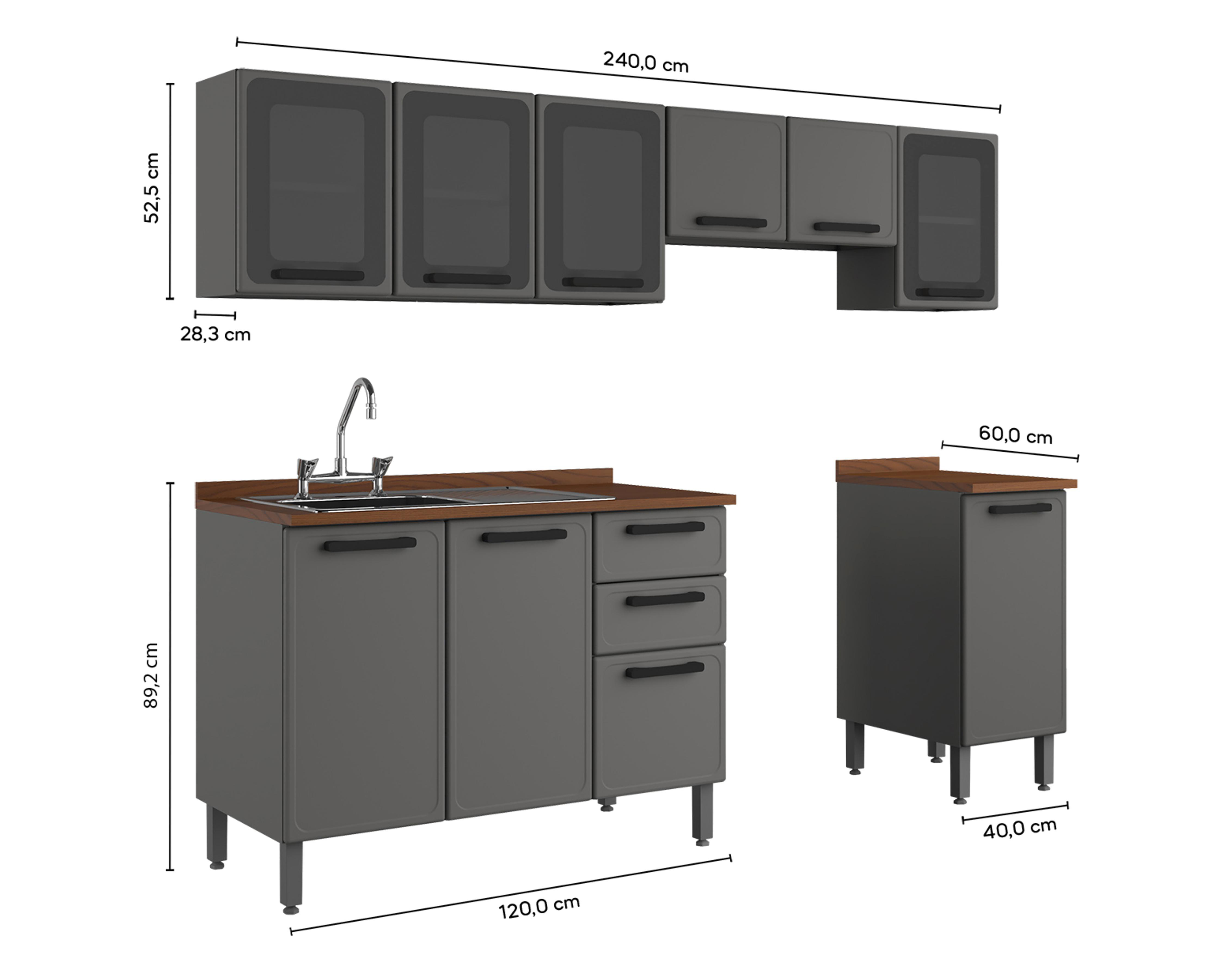 Foto 4 | Cocina Integral Urbana Grafito 240 cm