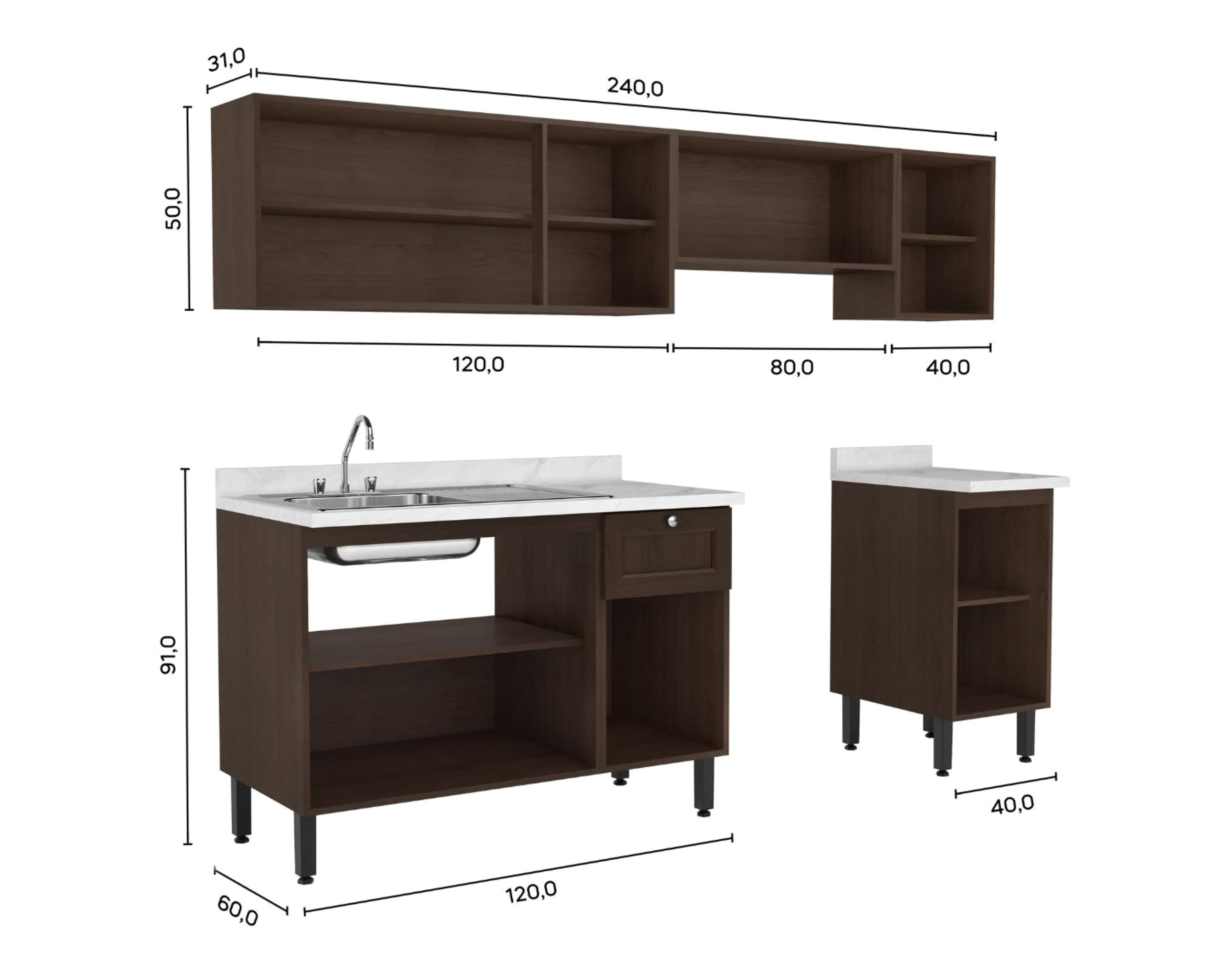 Foto 5 | Cocina Integral Michelle Chocolate 240 cm