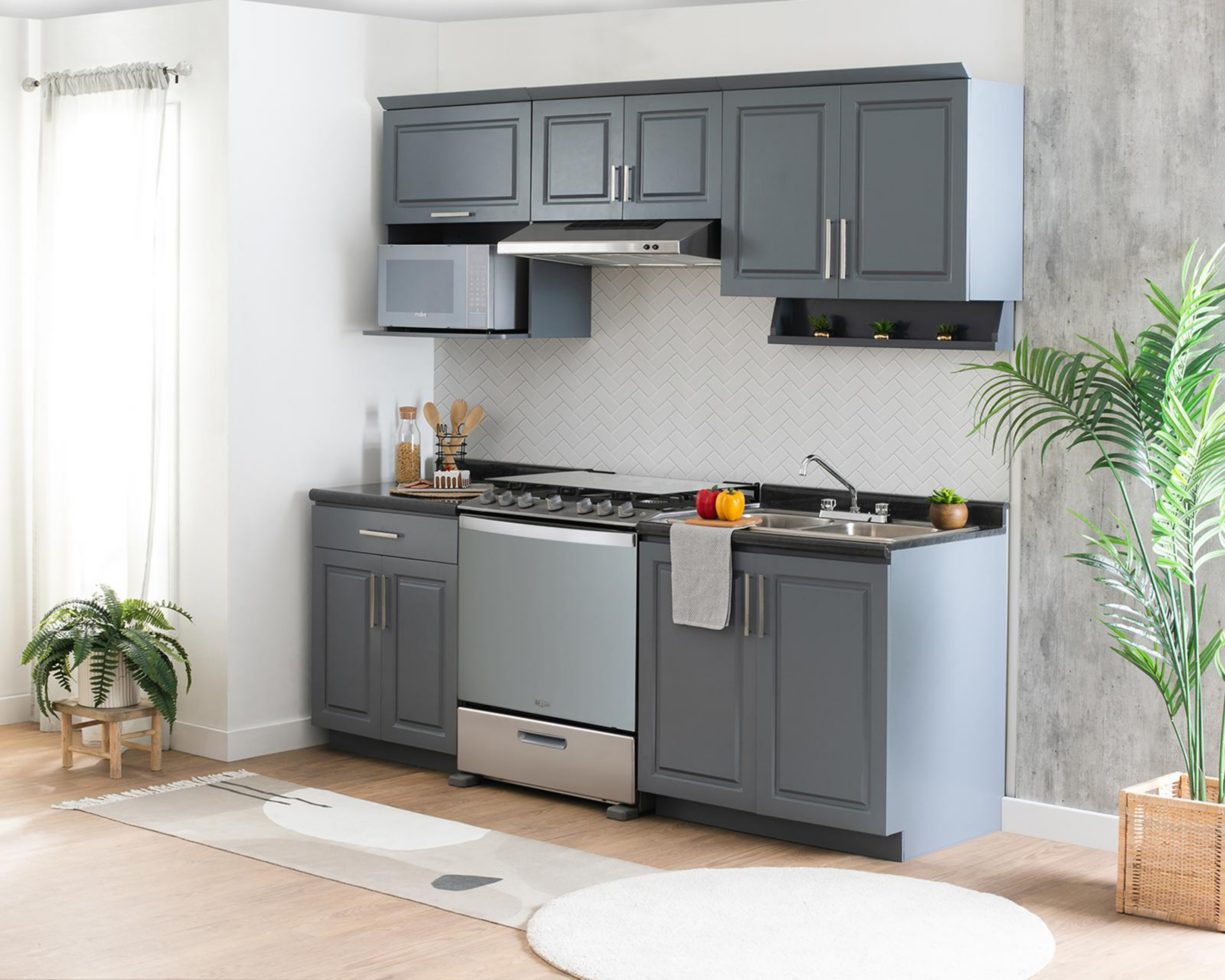 Cocina Integral Italia Gris 240 cm