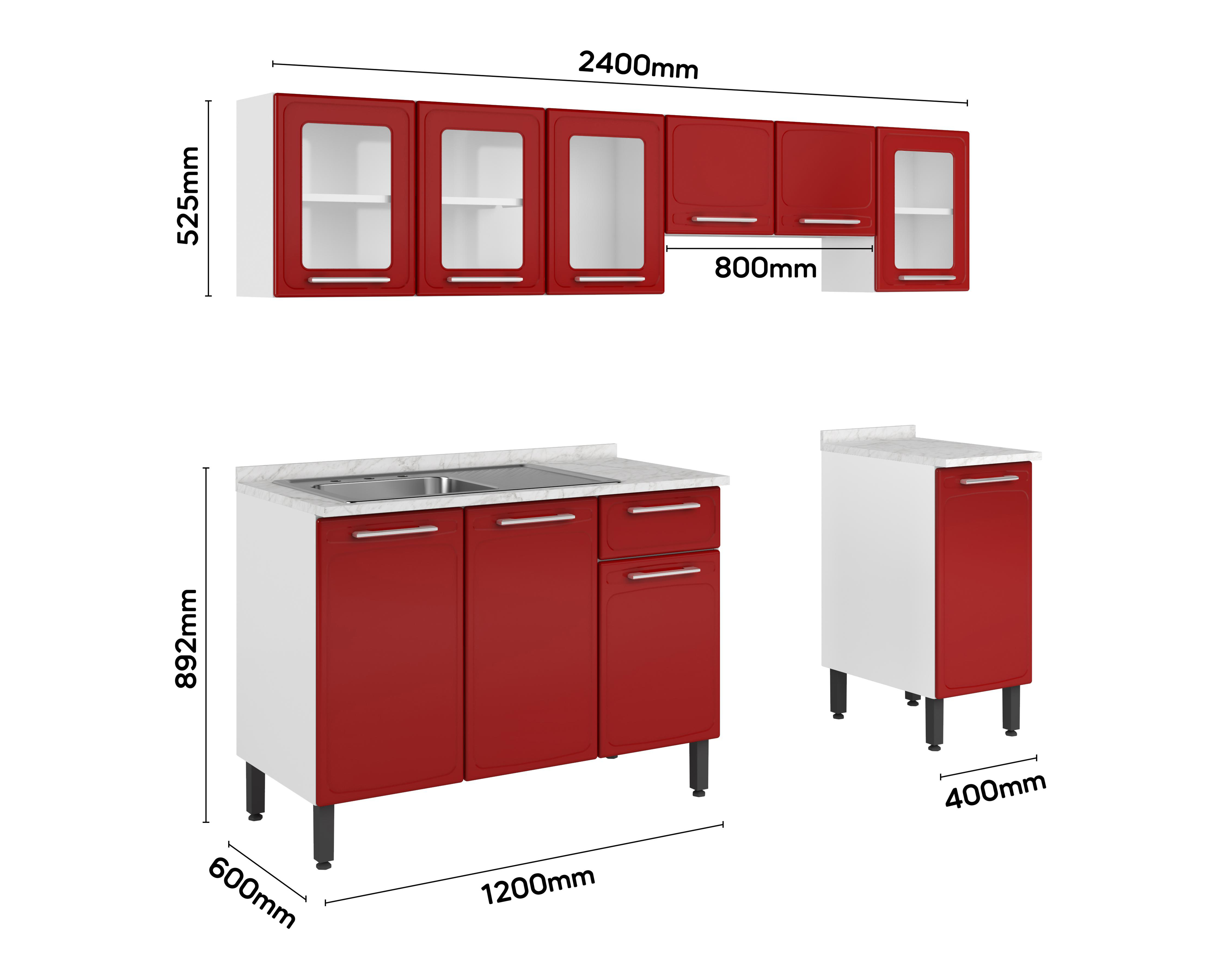 Foto 5 pulgar | Cocina Integral Julia Rojo 240 cm