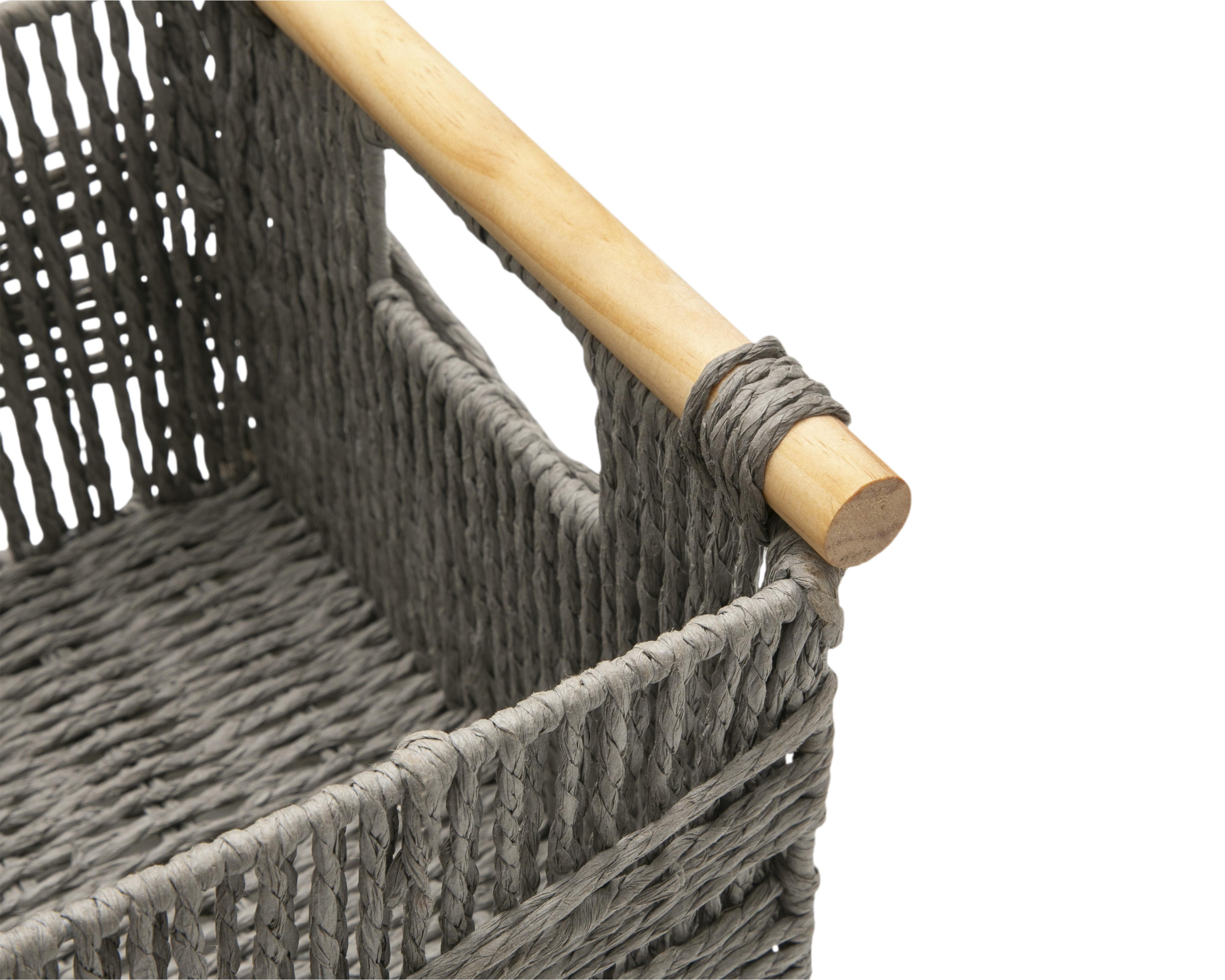 Foto 5 | Canasta de Madera +Simple Bárbara Gris 2 Piezas