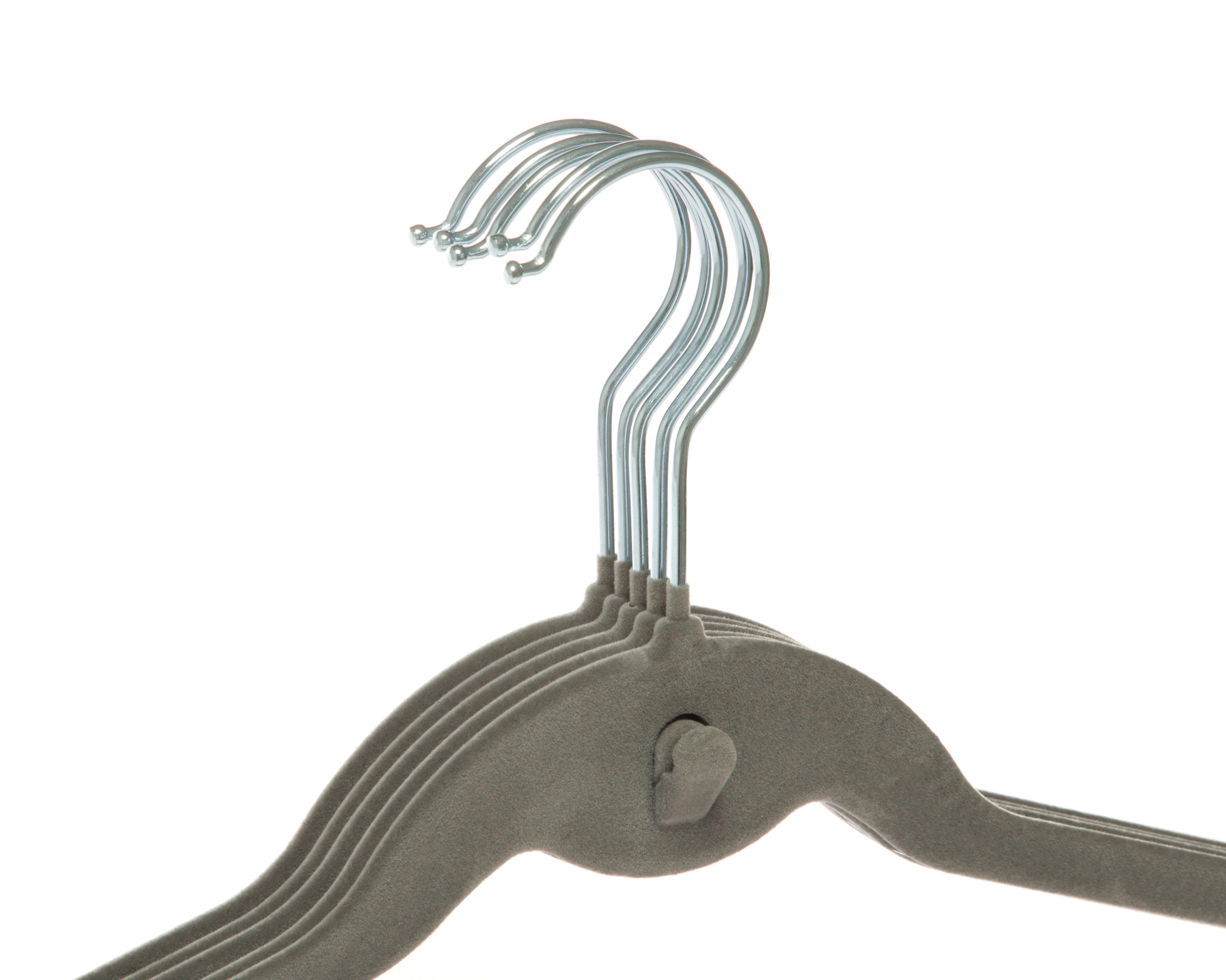 Foto 4 pulgar | Gancho para Ropa de Plástico con Velvet +Simple Gris 5 Piezas
