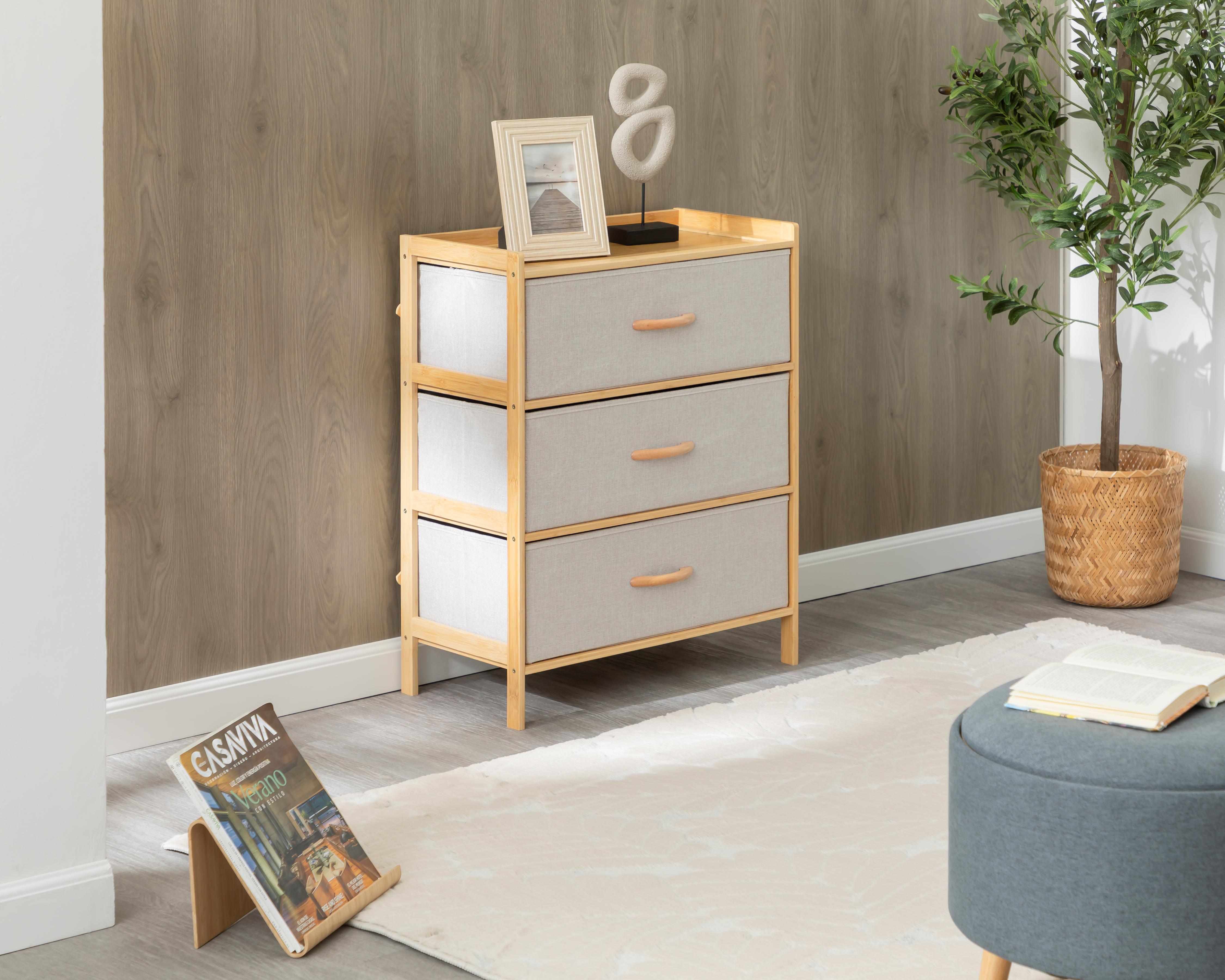 Mueble Organizador de Bambú +Simple Adhara Gris $899