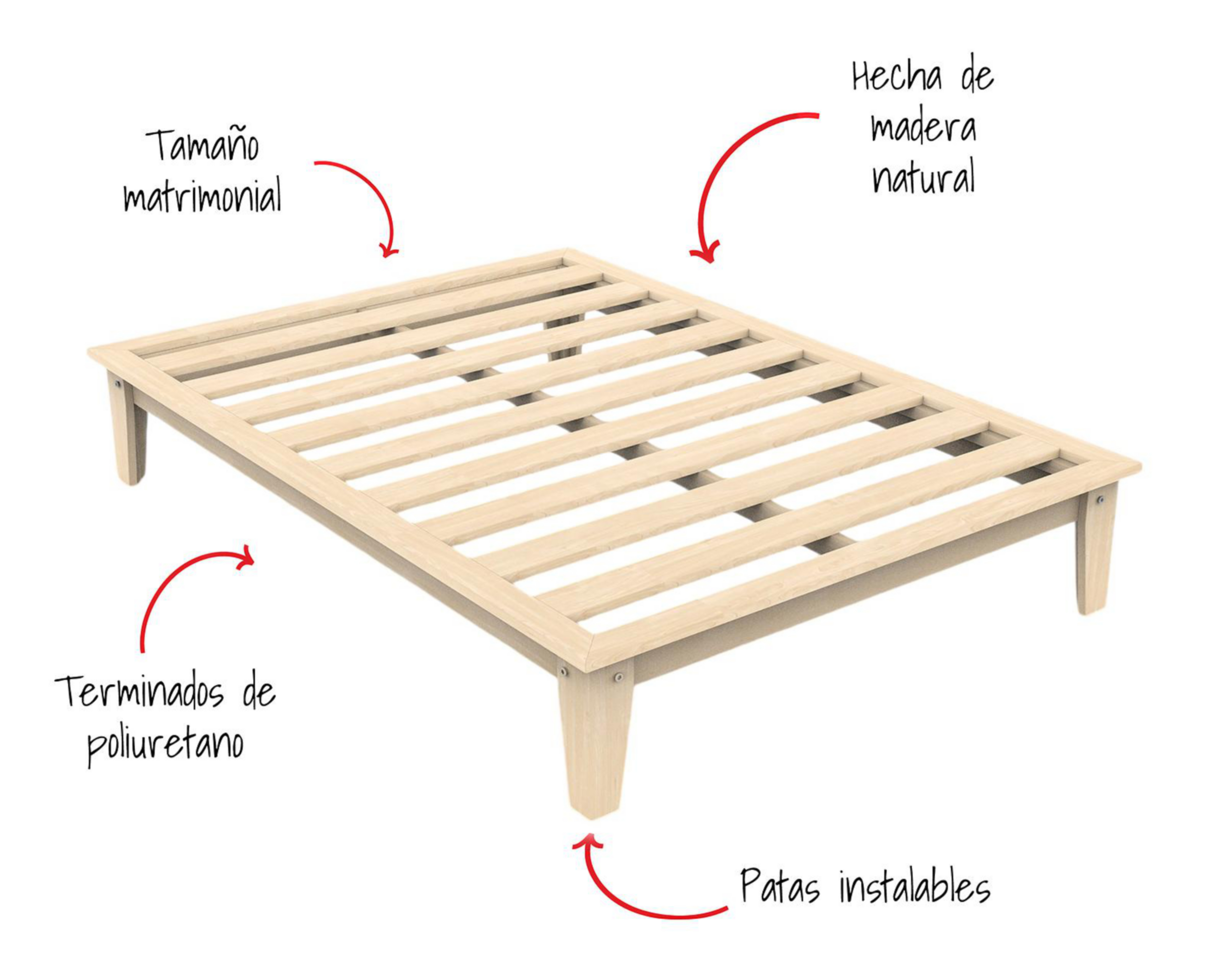 Foto 8 pulgar | Base para Cama Matrimonial Regina de Madera