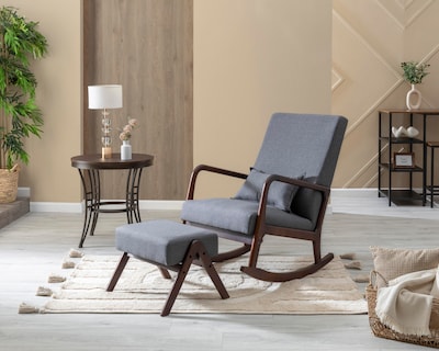 Foto 1 | Silla Mecedora con Taburete Gris Ikal Dublin